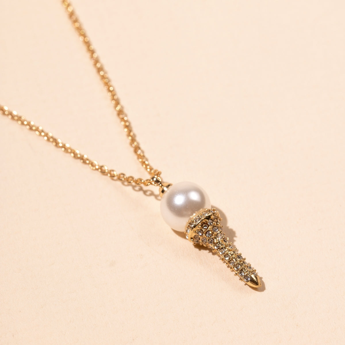 Gold Chain Necklace with Pearl Golf Tee Charm