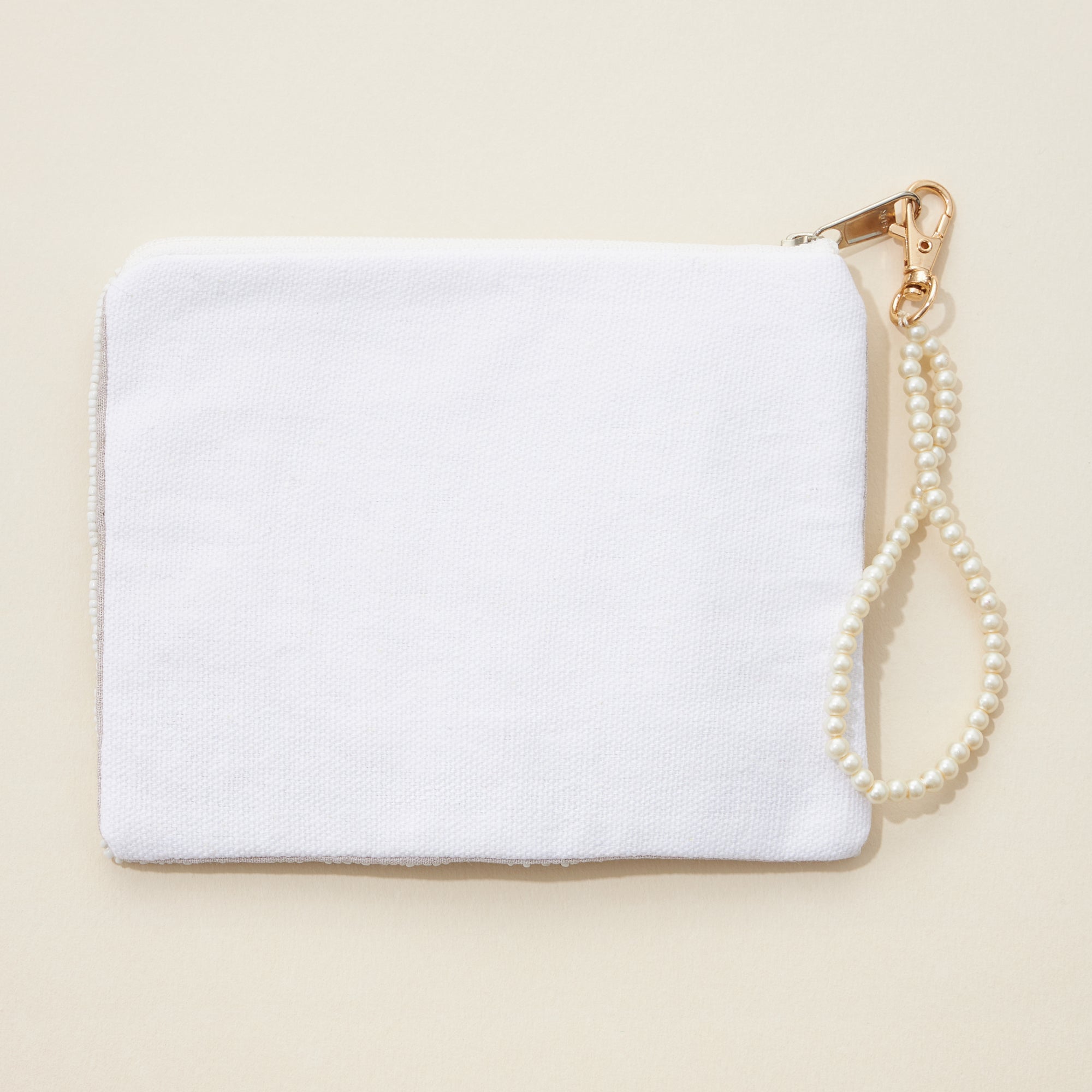 Bridal Seed Bead Canvas Pouch with a Strap