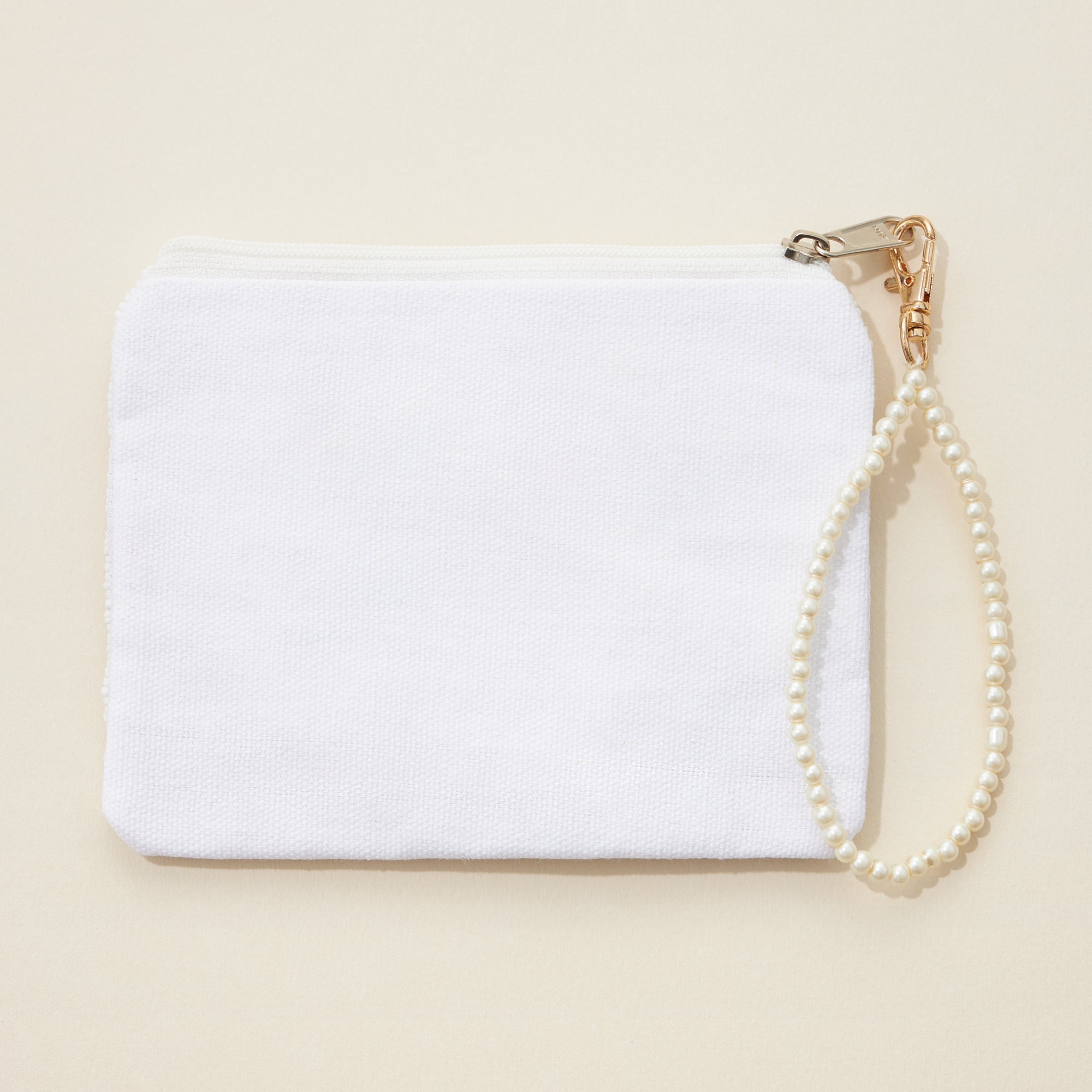Bridal Seed Bead Canvas Pouch with a Strap