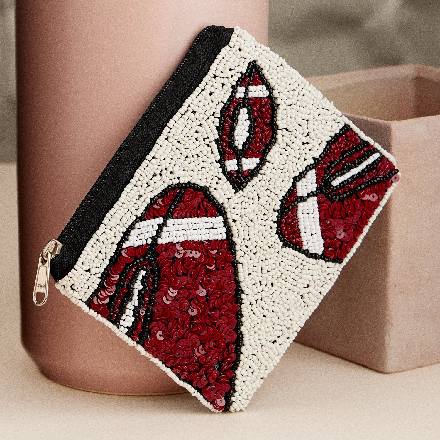 Beaded Football Zip Pouch – Game Day Clutch for Sports Fans