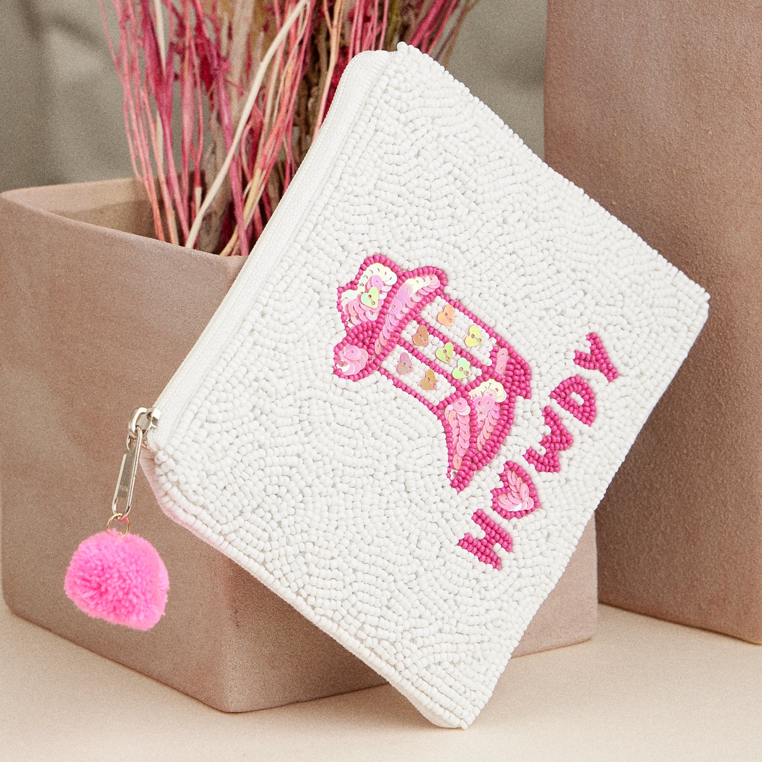 Pink Western Beaded Pouch – Howdy Cowboy Boot & Hat Clutch