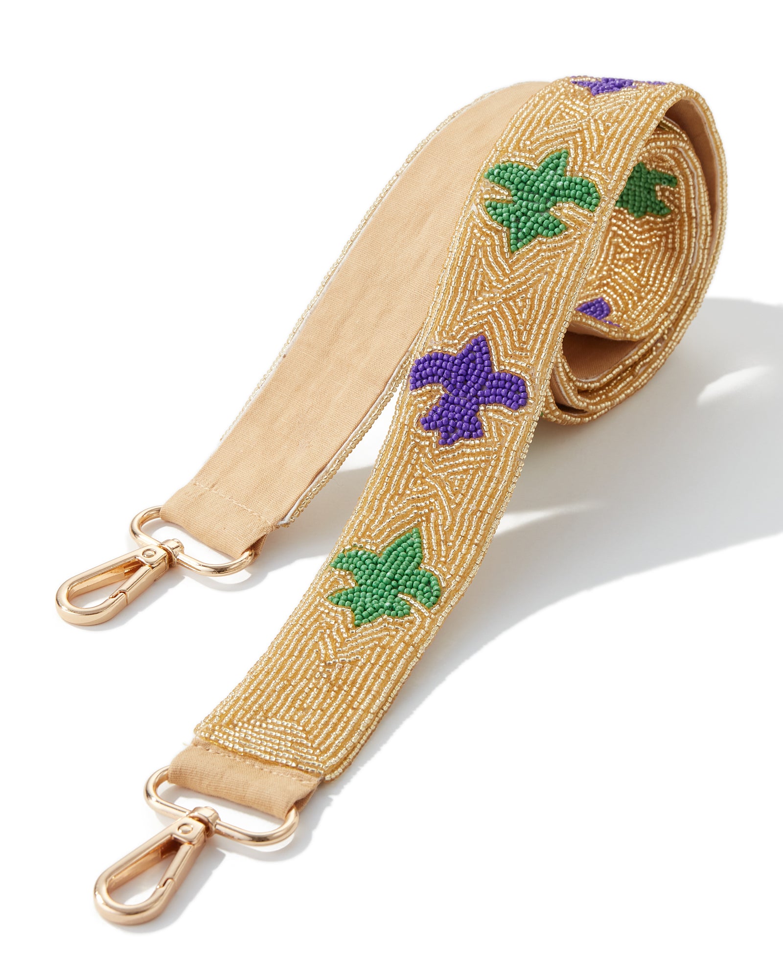 Mardi Gras Indian Beaded Fleur De Lis Strap