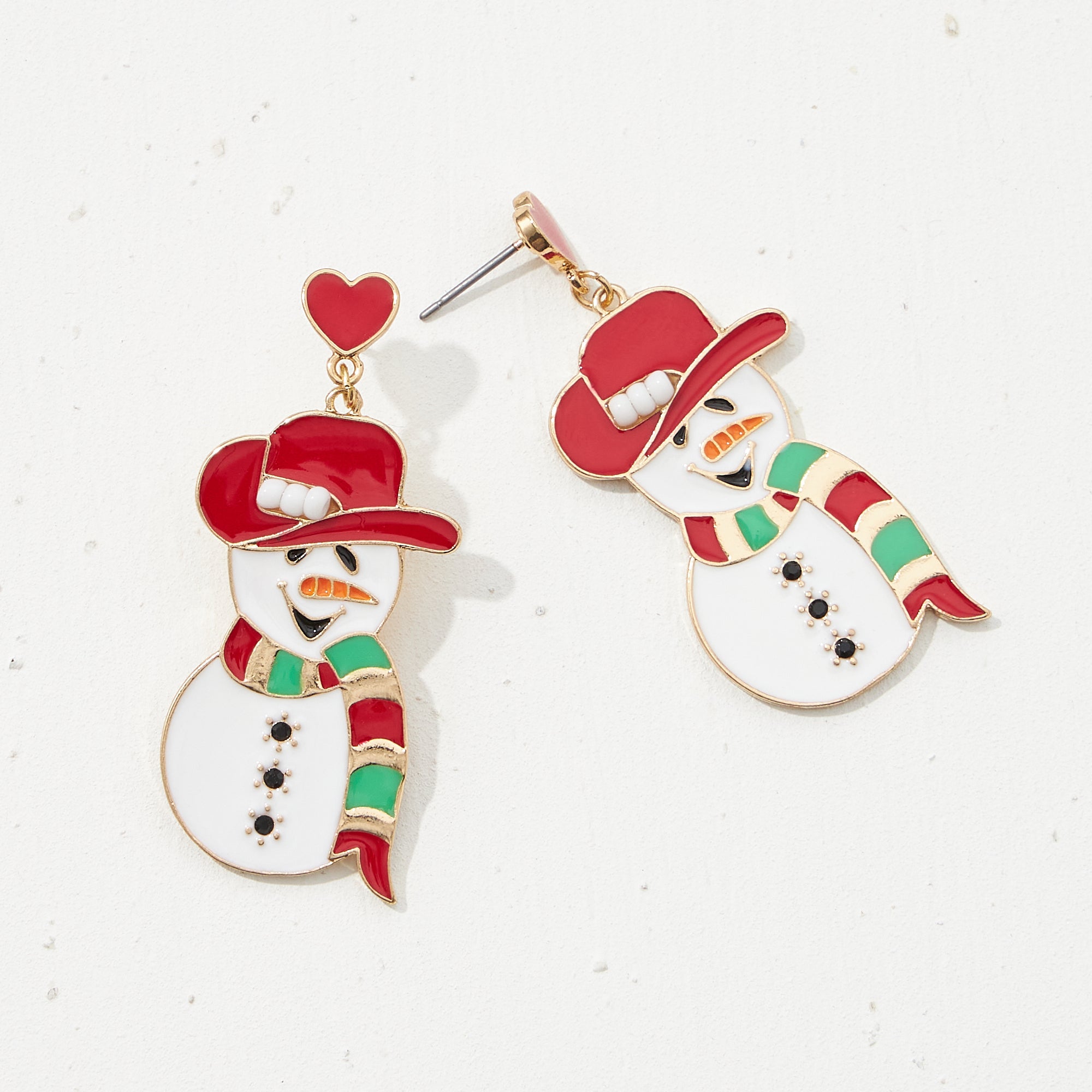Cowboy Snowman Enamel Earrings