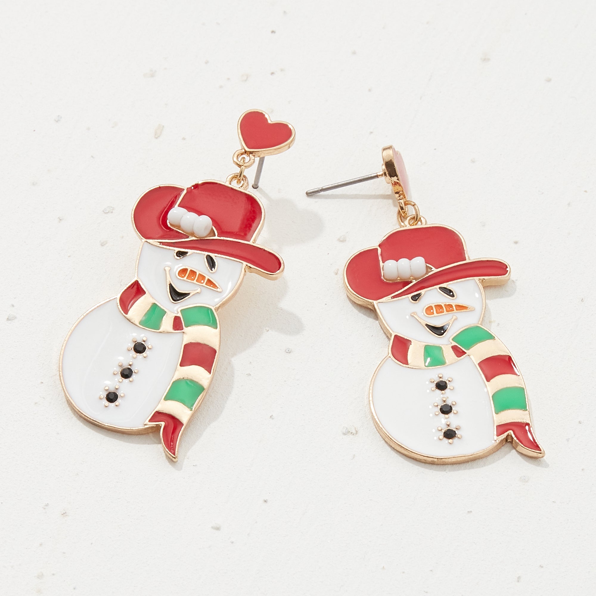 Cowboy Snowman Enamel Earrings