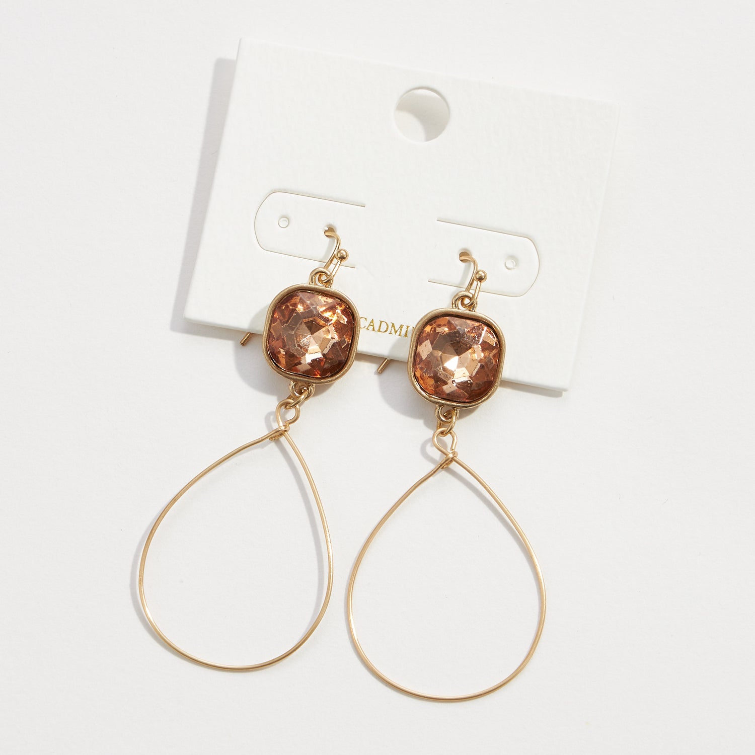 Square Crystal Teardrop Earrings