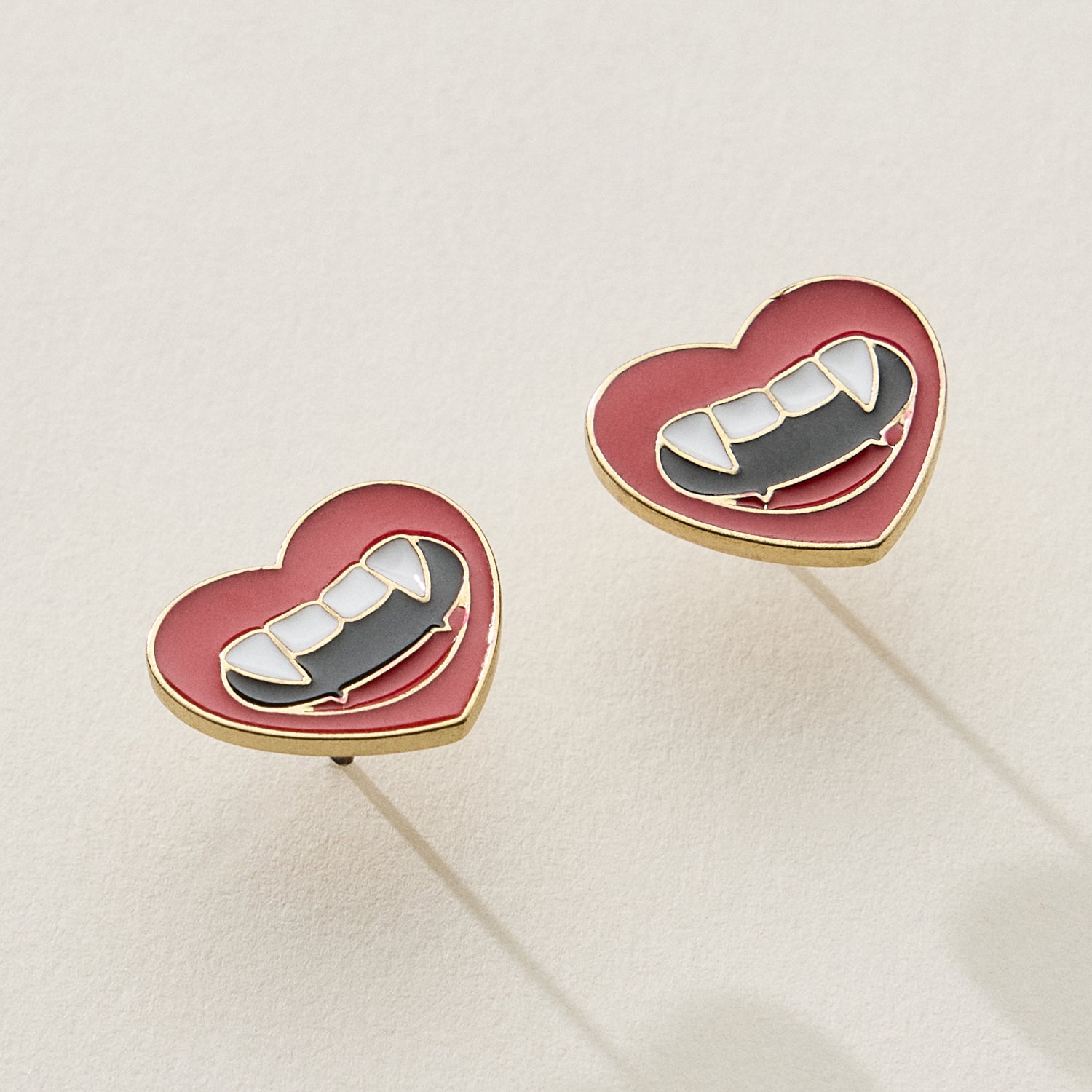 heart stud earrings, gothic jewelry