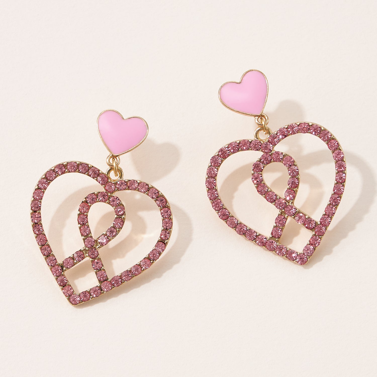 Heart Ribbon Faux Stone Earrings