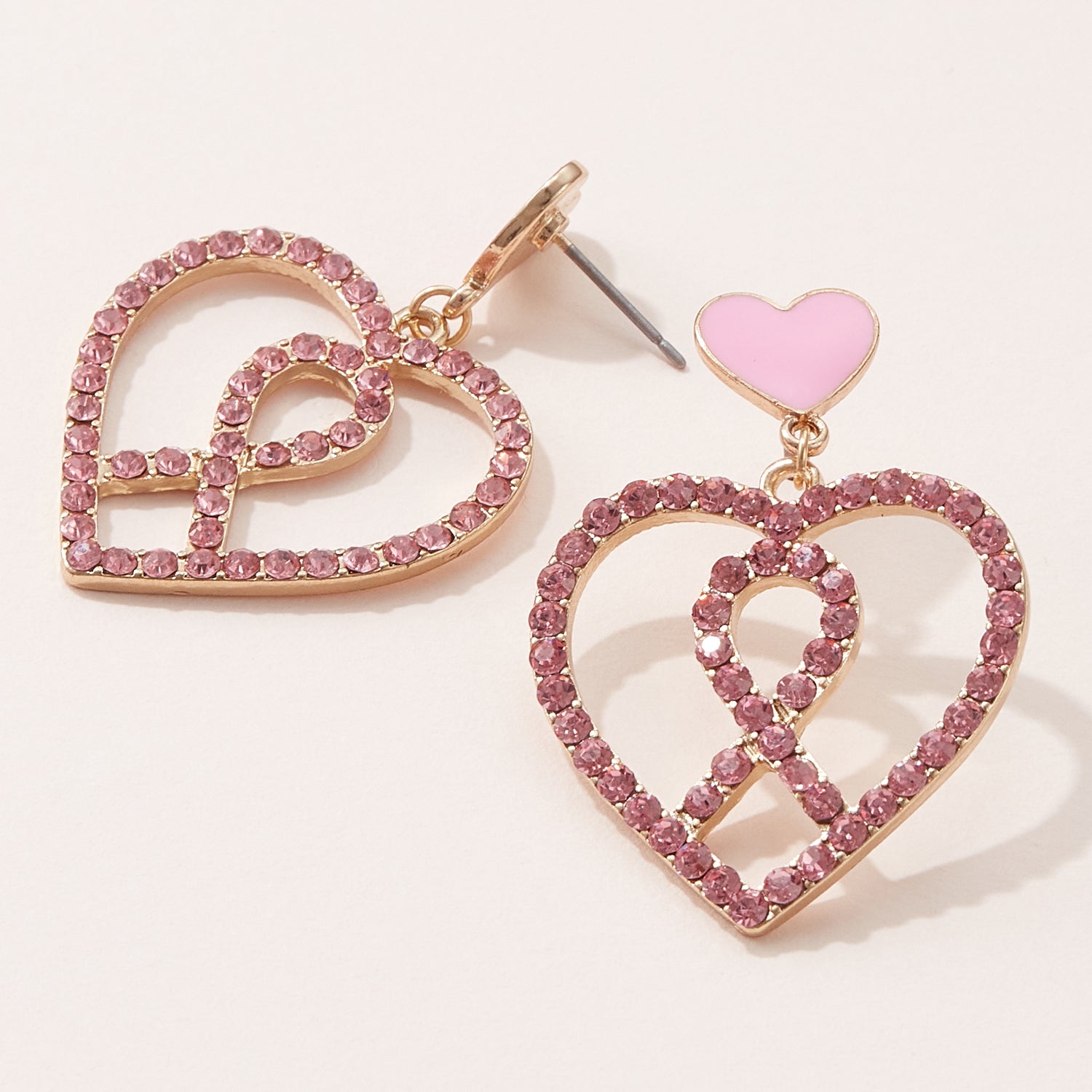 Heart Ribbon Faux Stone Earrings