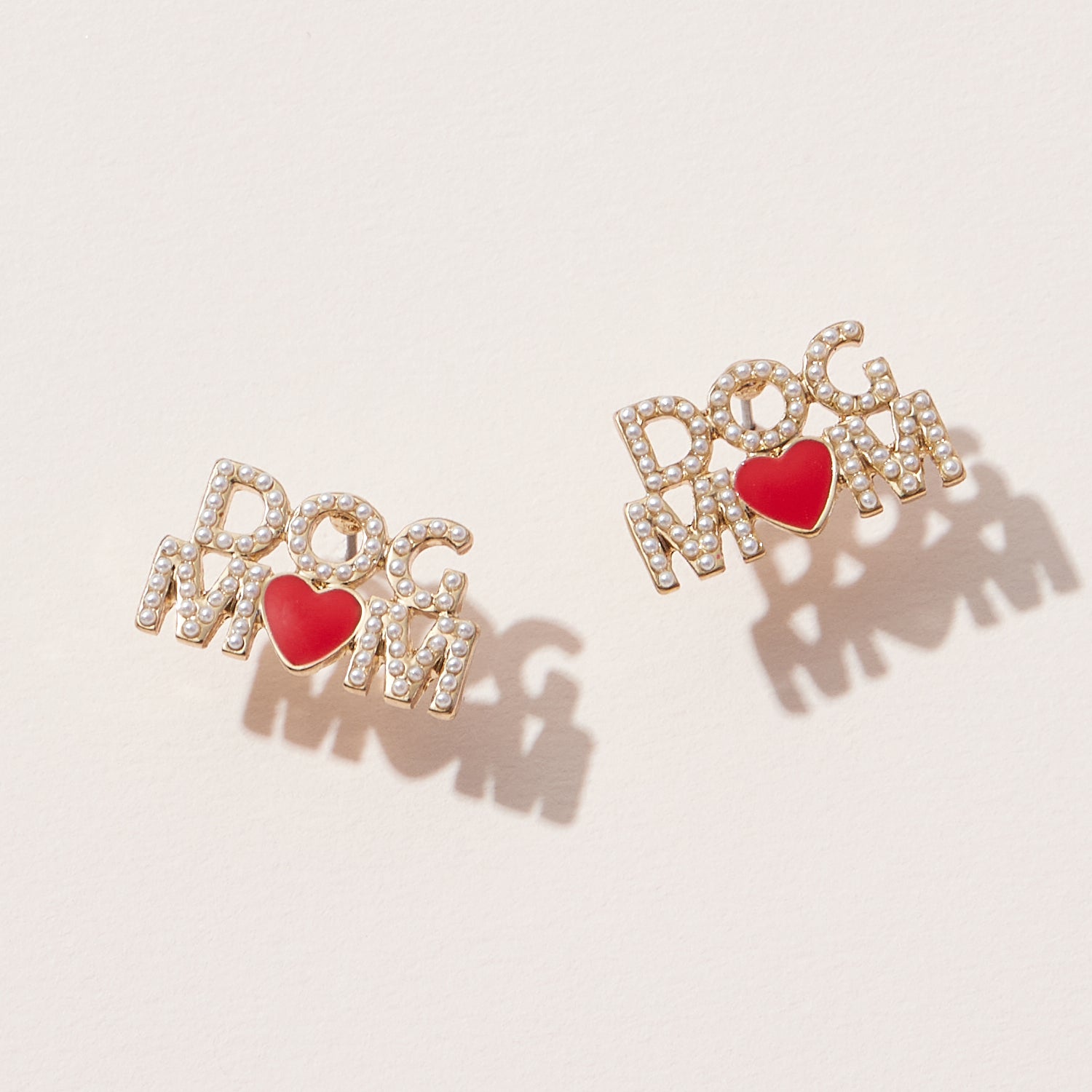 Dog Mom Pearl Pave Post Earrings