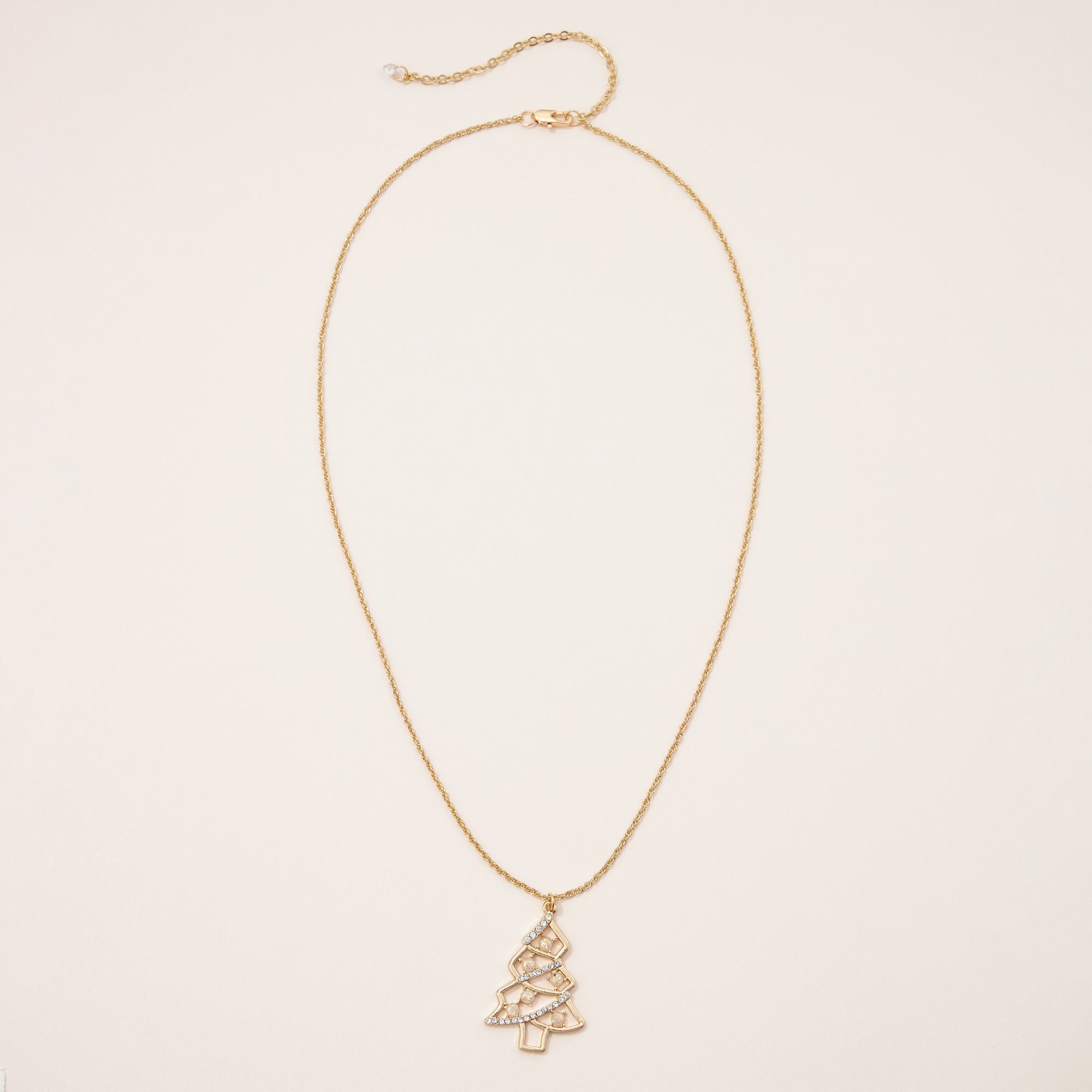 Christmas Tree with Opal Pendant Necklace