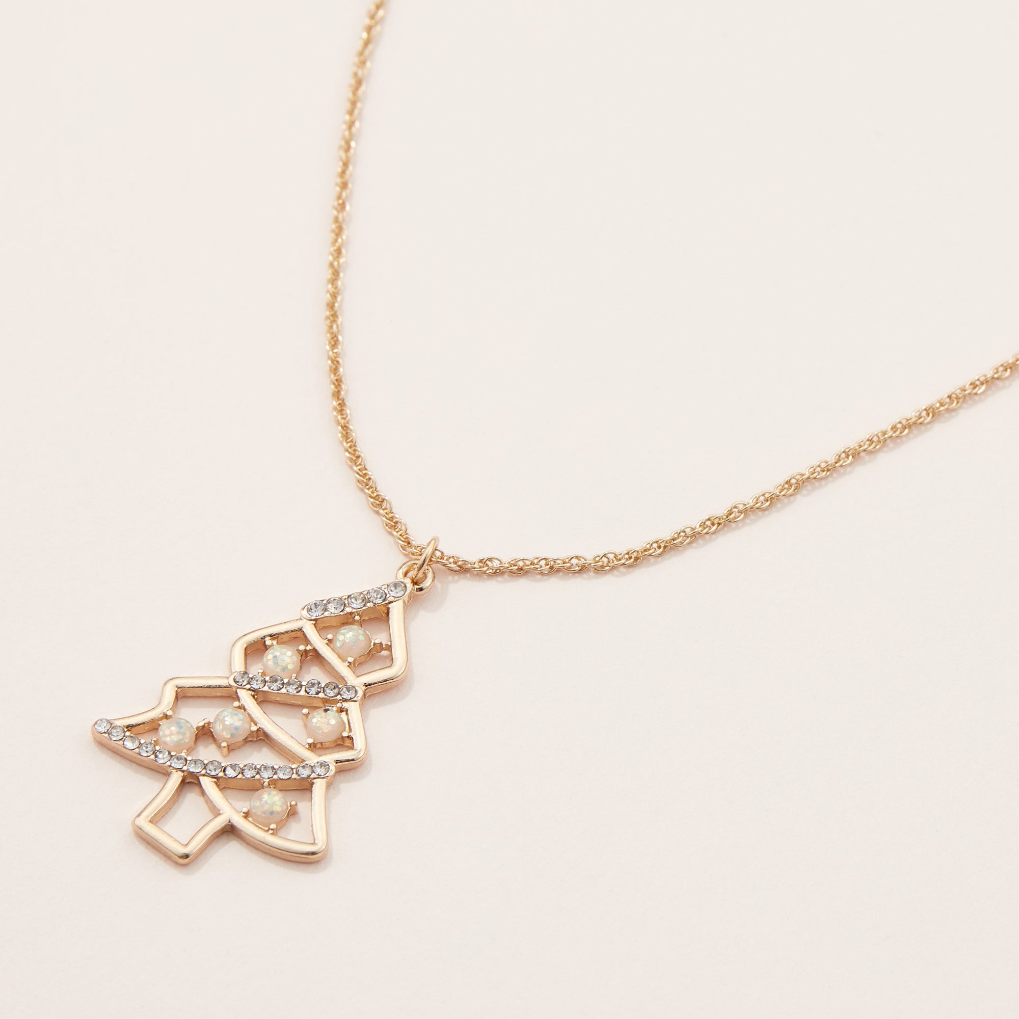 Christmas Tree with Opal Pendant Necklace