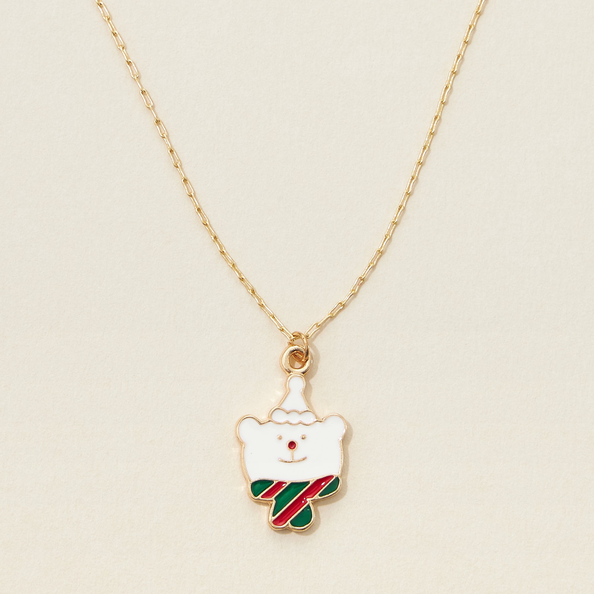 Christmas Bear Epoxy Pendant Necklace