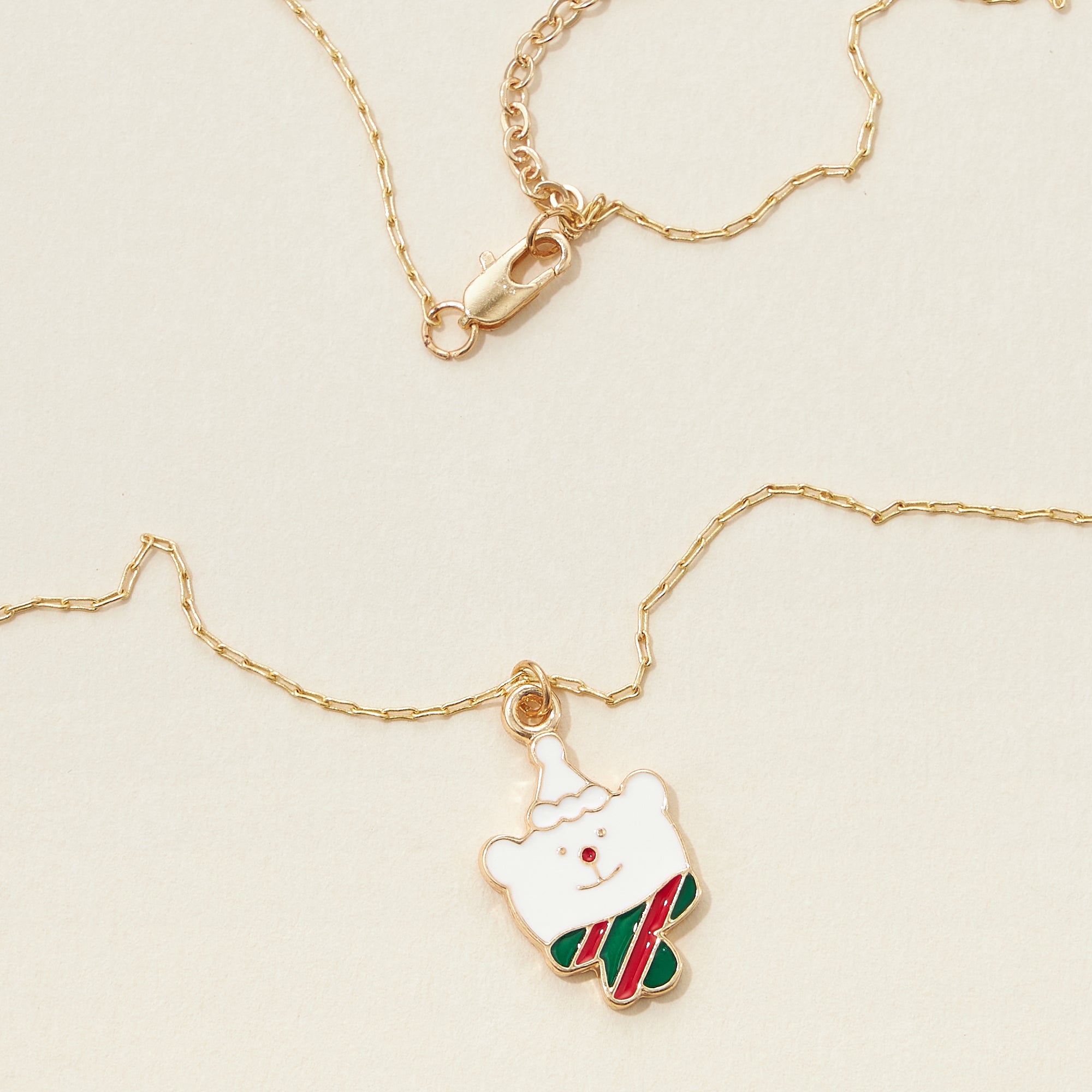 Christmas Bear Epoxy Pendant Necklace