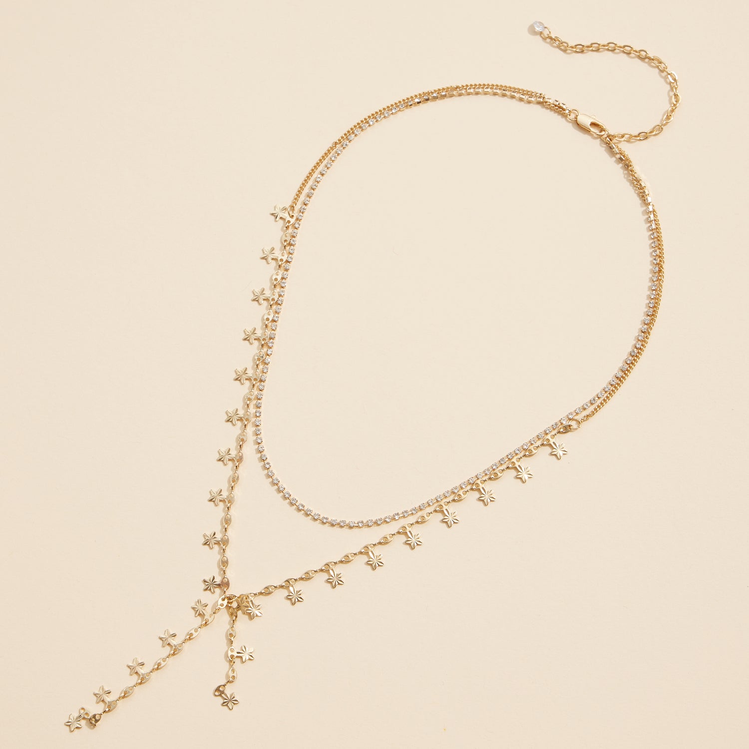 Elegant Star Layered Necklace with Crystal Details
