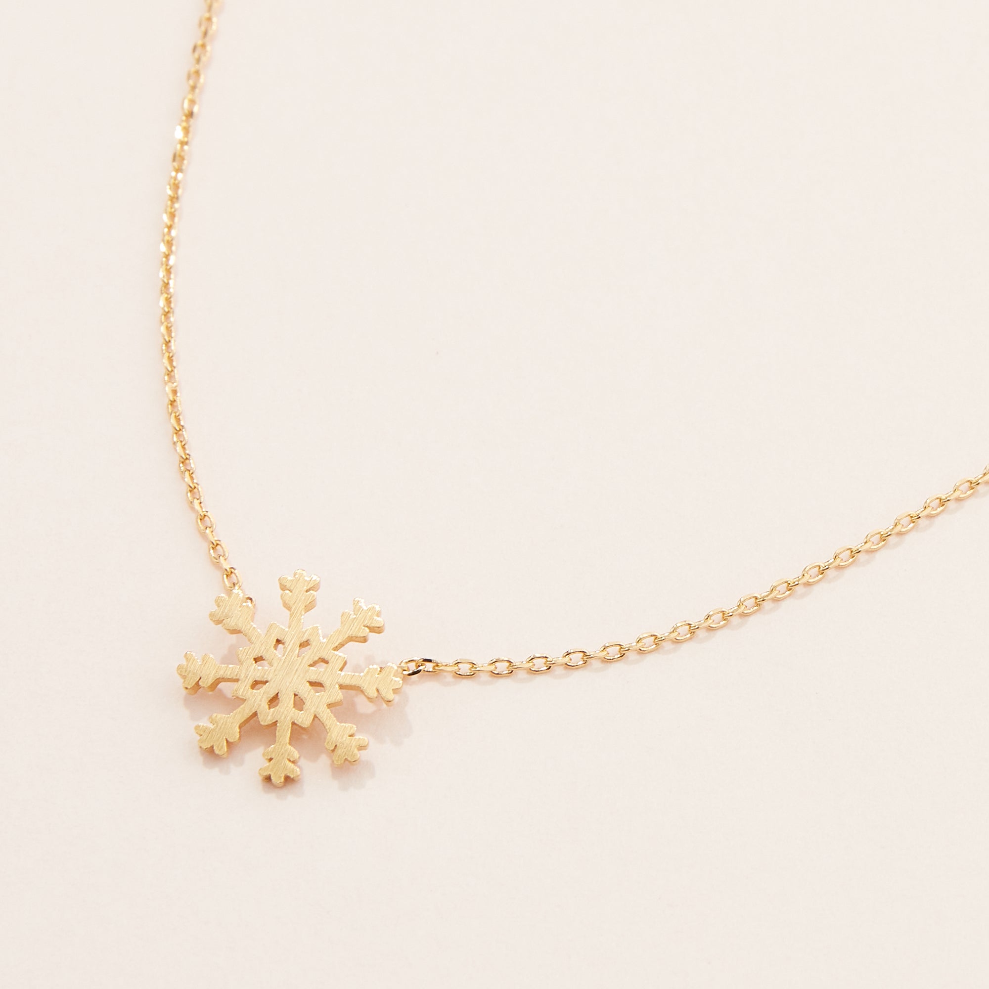 Gold Dipped Brushed Snowflake Pendant Necklace