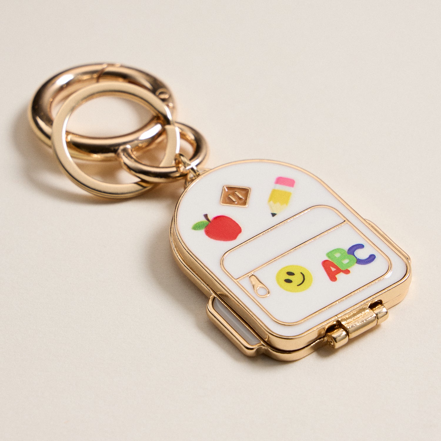 Mini Gold Backpack Keychain with Academic Charms