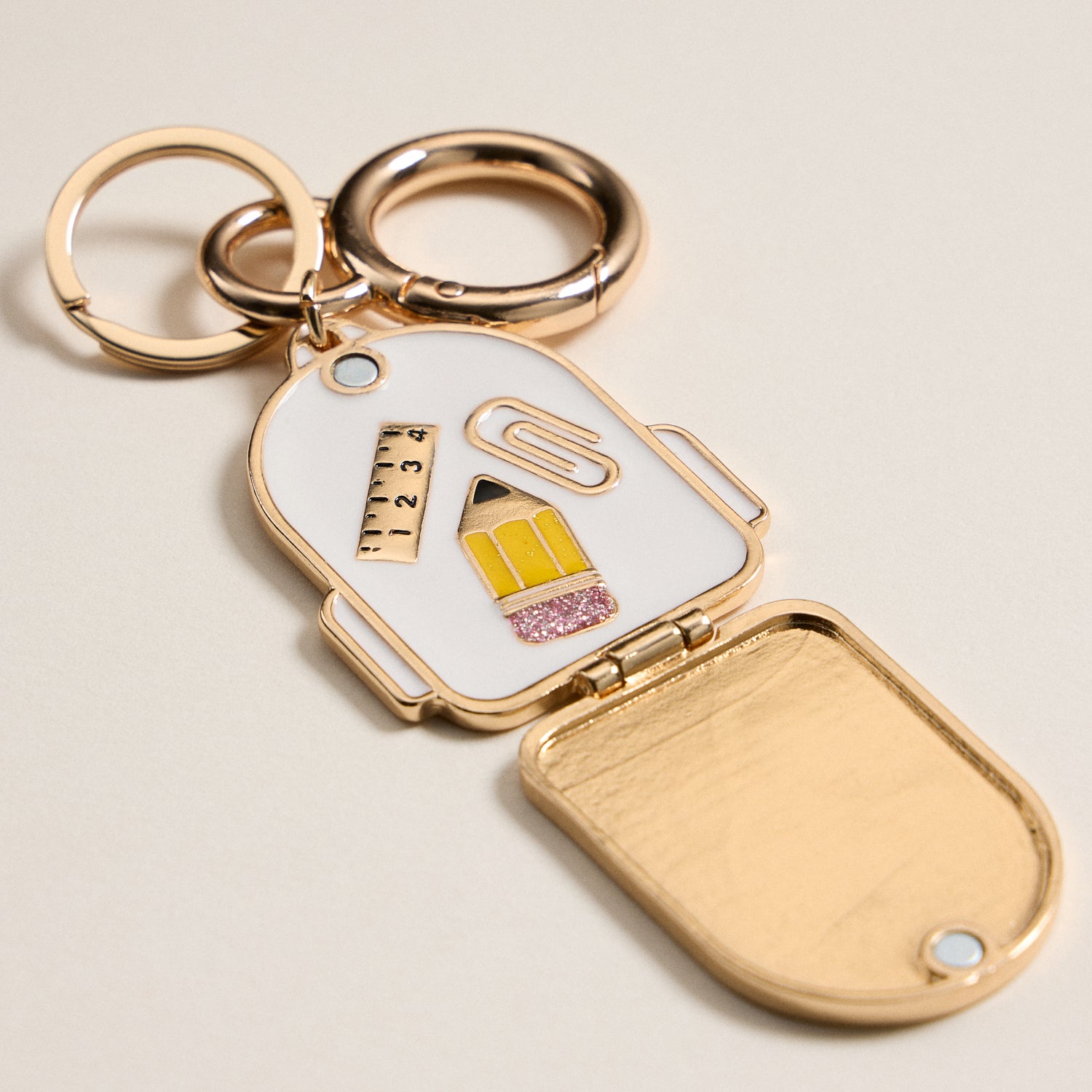 Mini Gold Backpack Keychain with Academic Charms