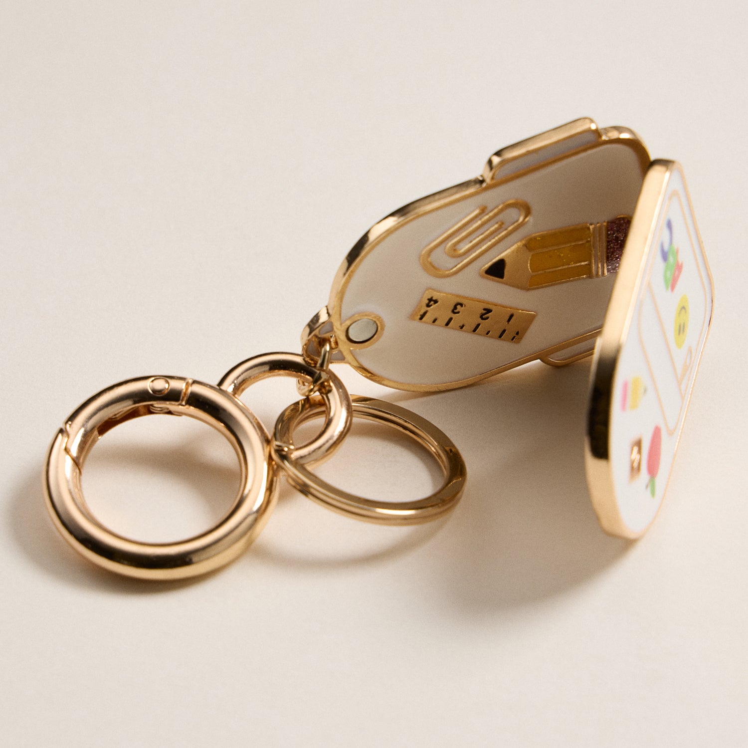 Mini Gold Backpack Keychain with Academic Charms