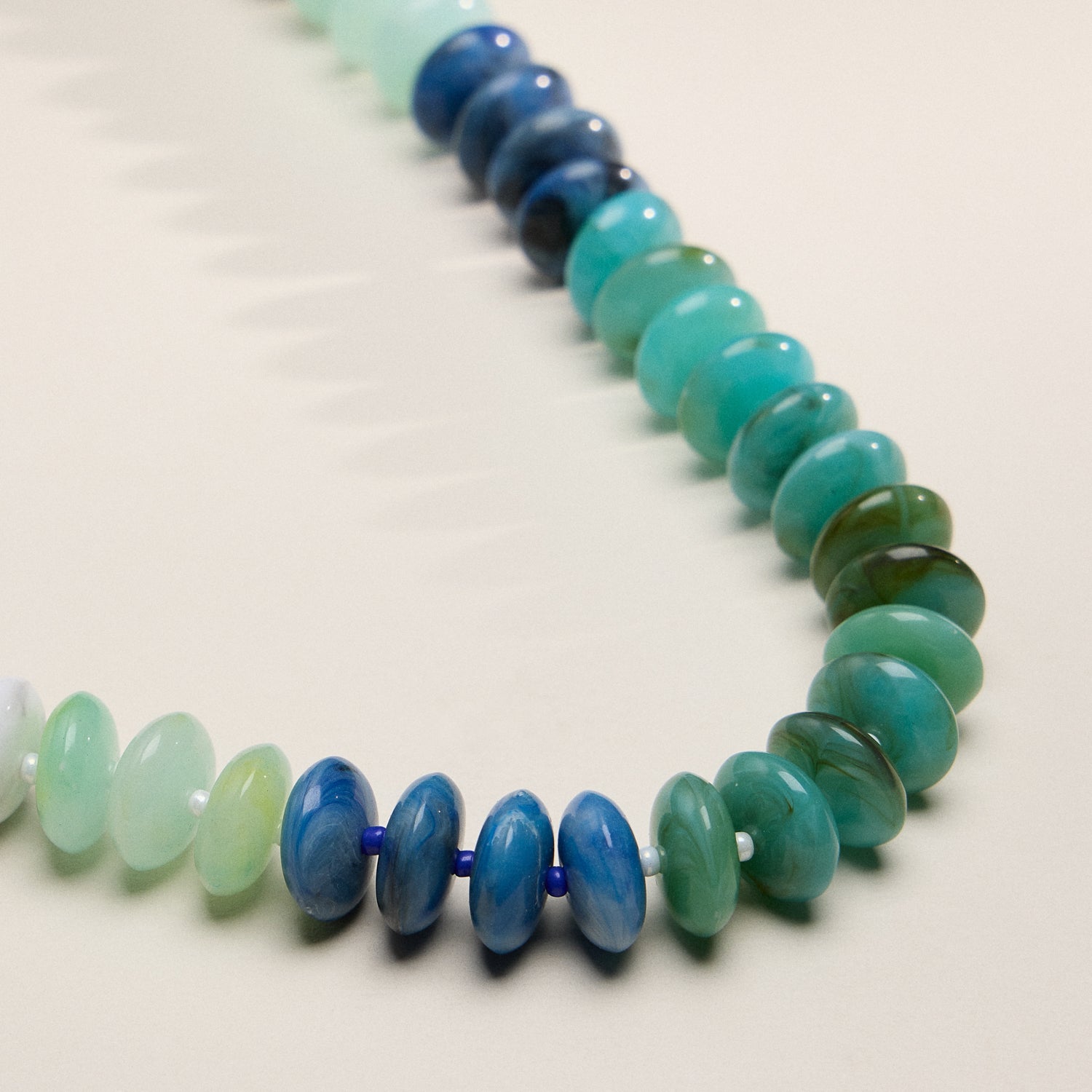Gradient Resin Oval Bead Necklace in Sculpted Disc Design