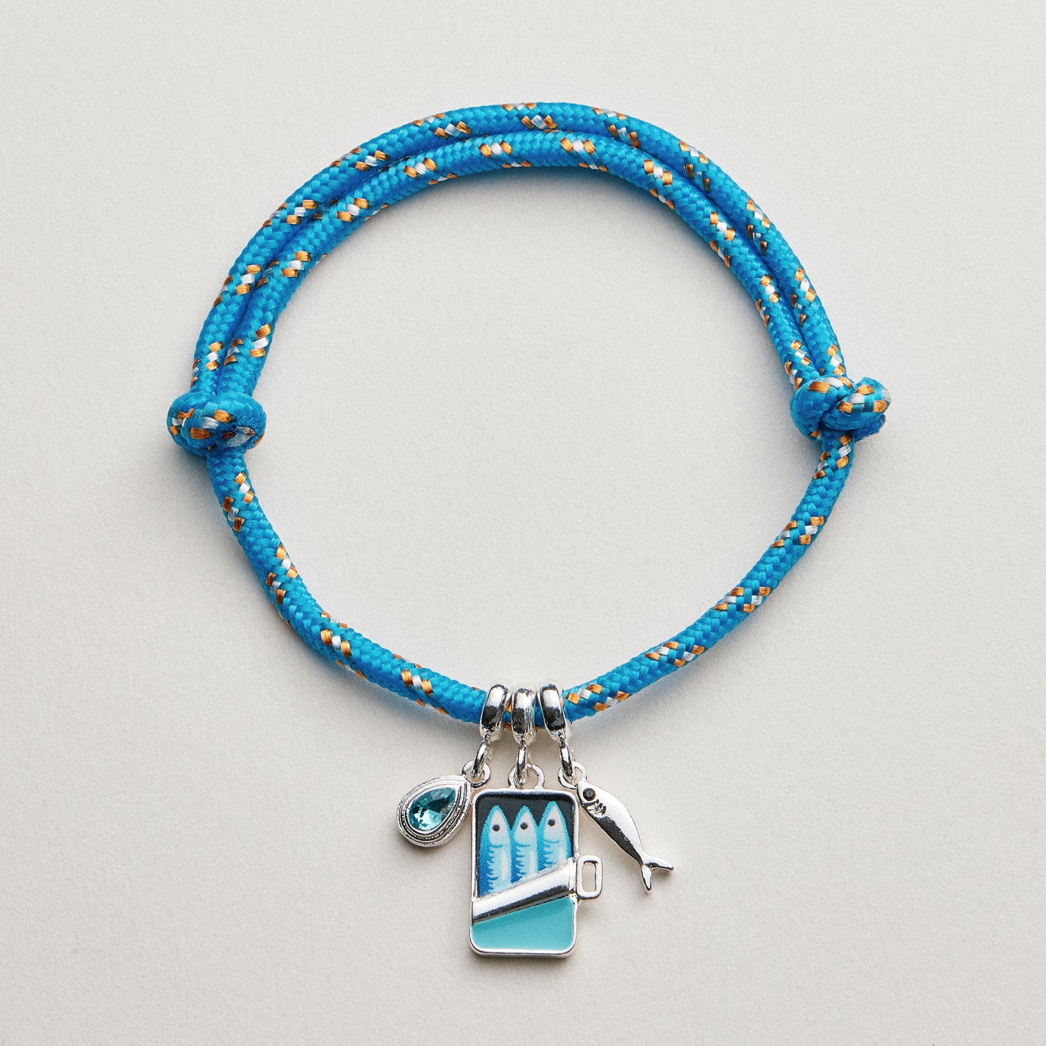 Woven Sardine Charm Bracelet—Fish Motif with Pull Tie