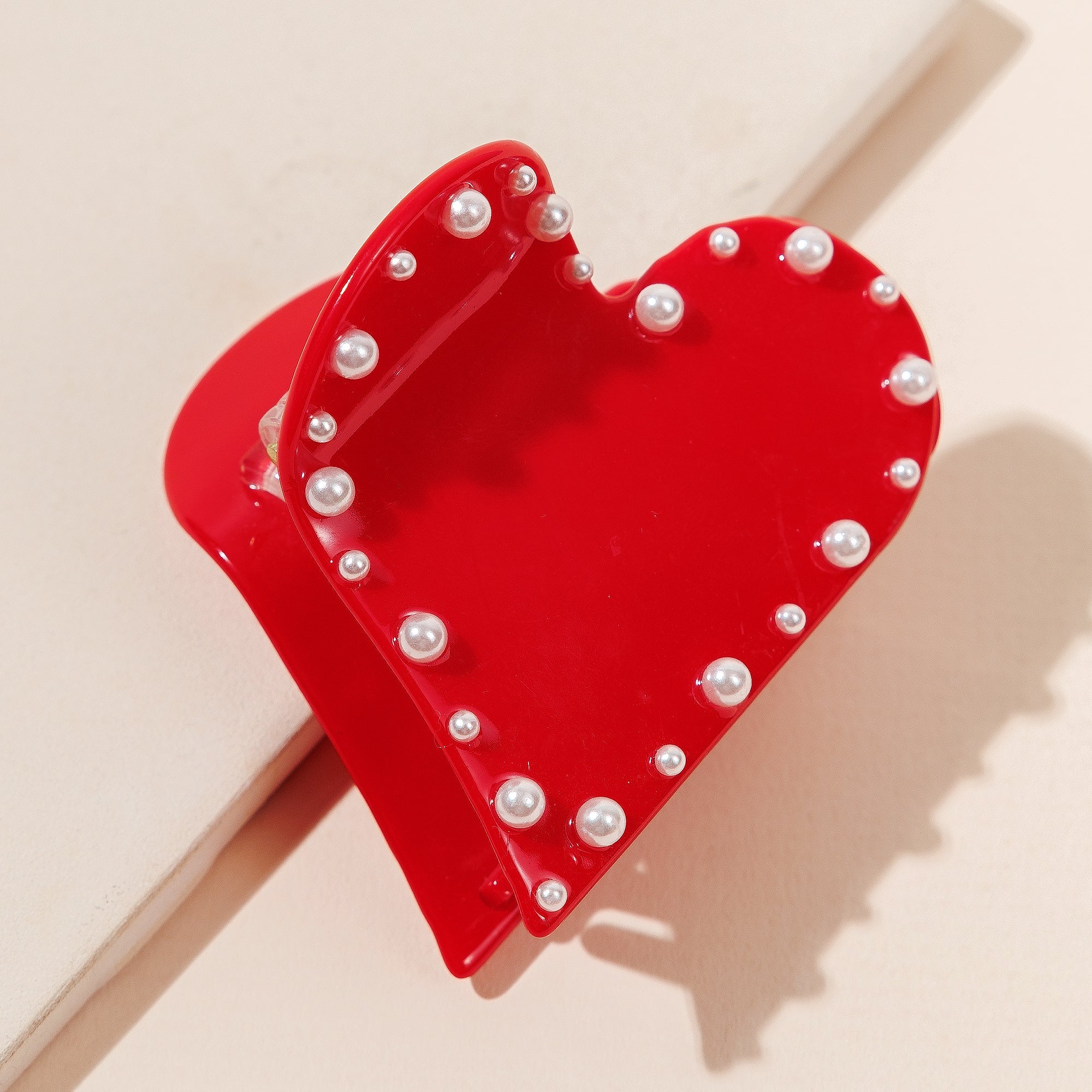 Heart Shape Pearl Embellished Hair Claw
