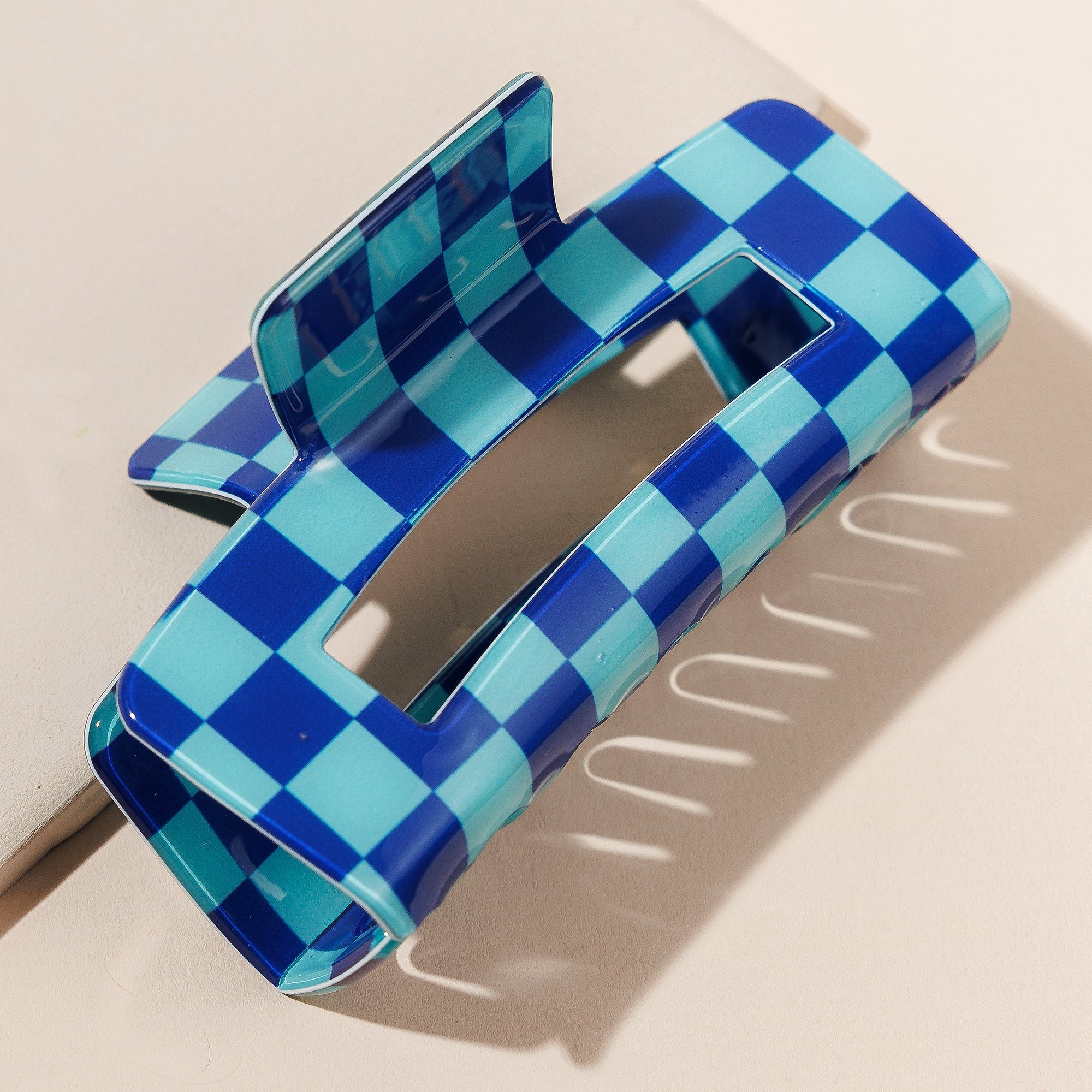 Checkered Rectangle Hair Claw