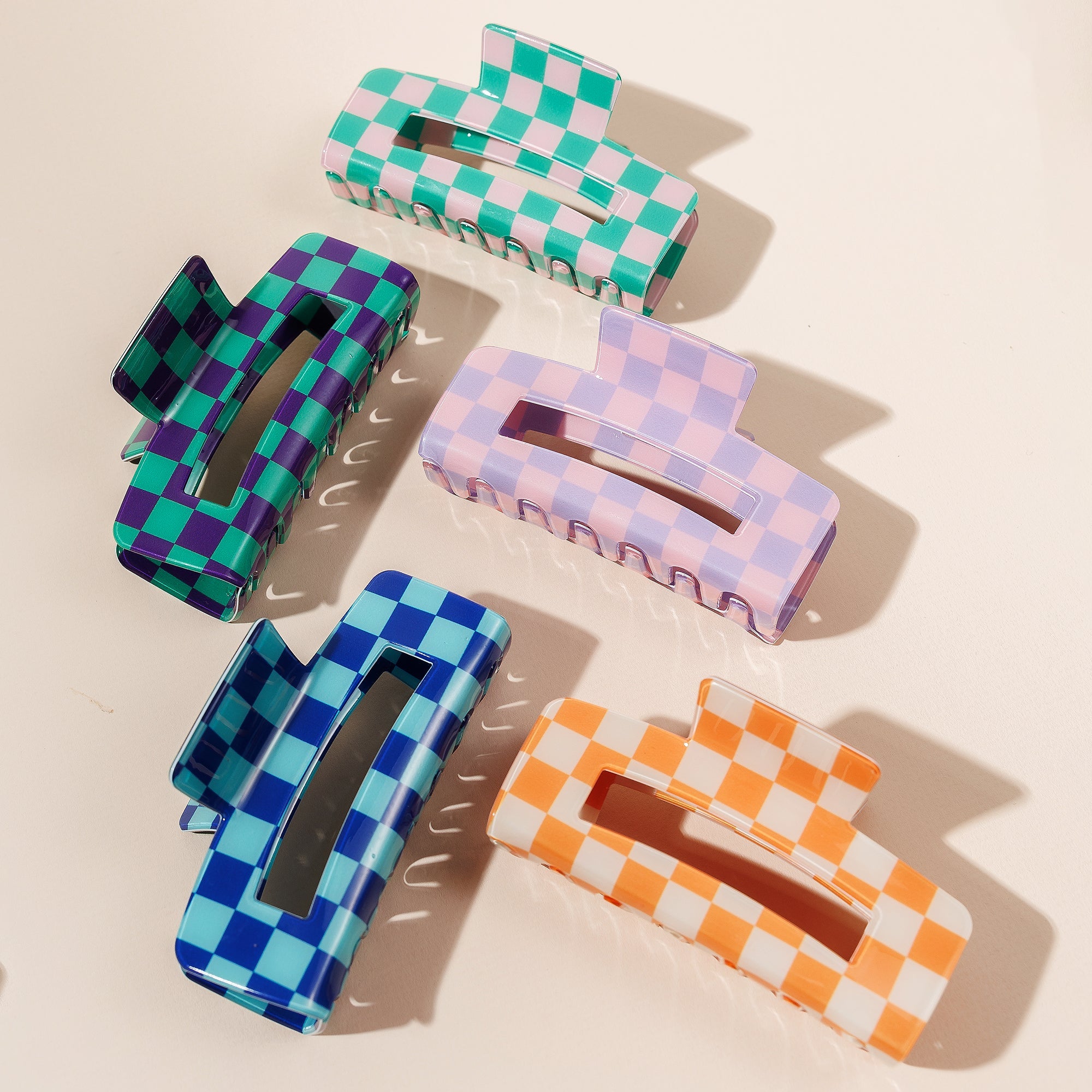 Checkered Rectangle Hair Claw