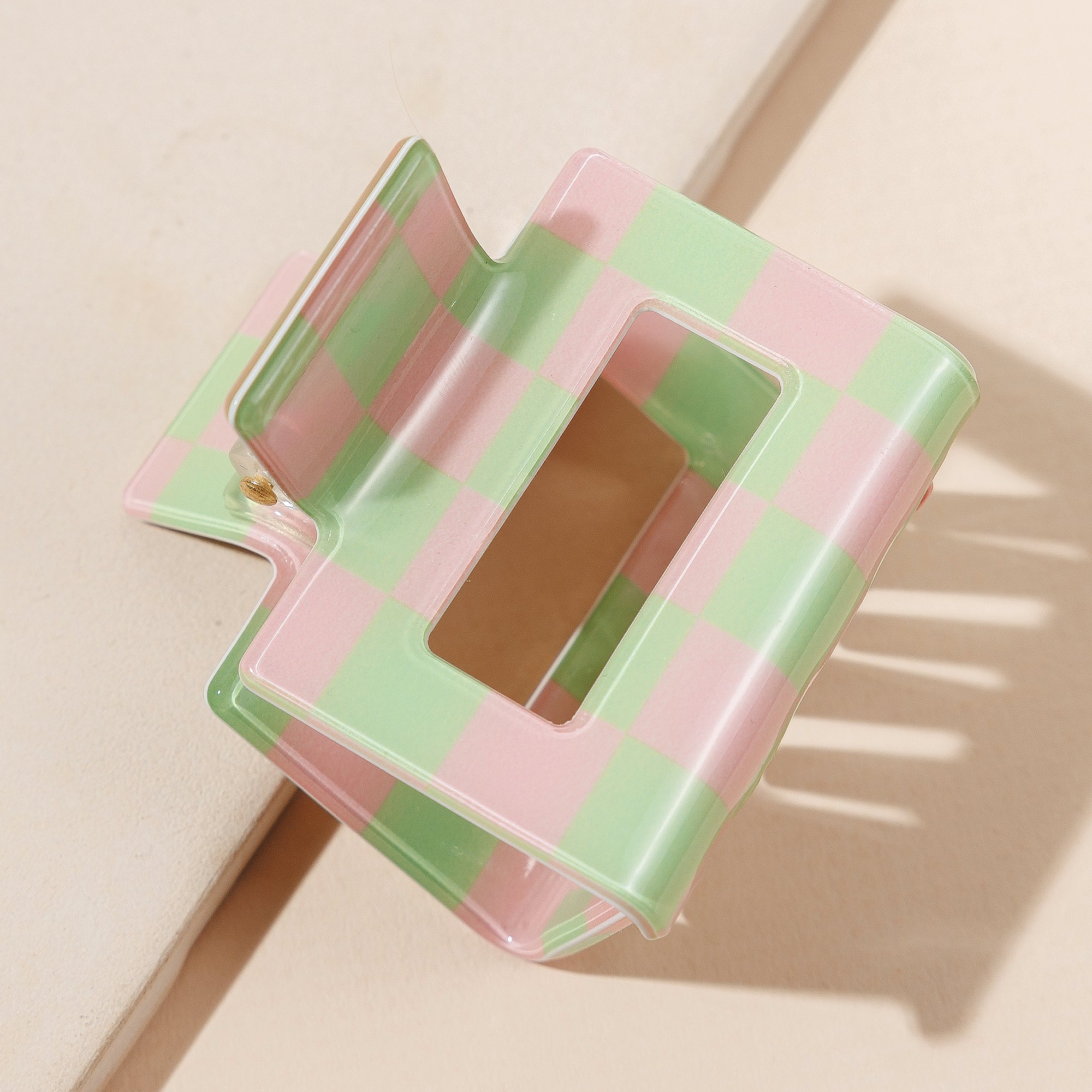 Checkered Square Hair Claw