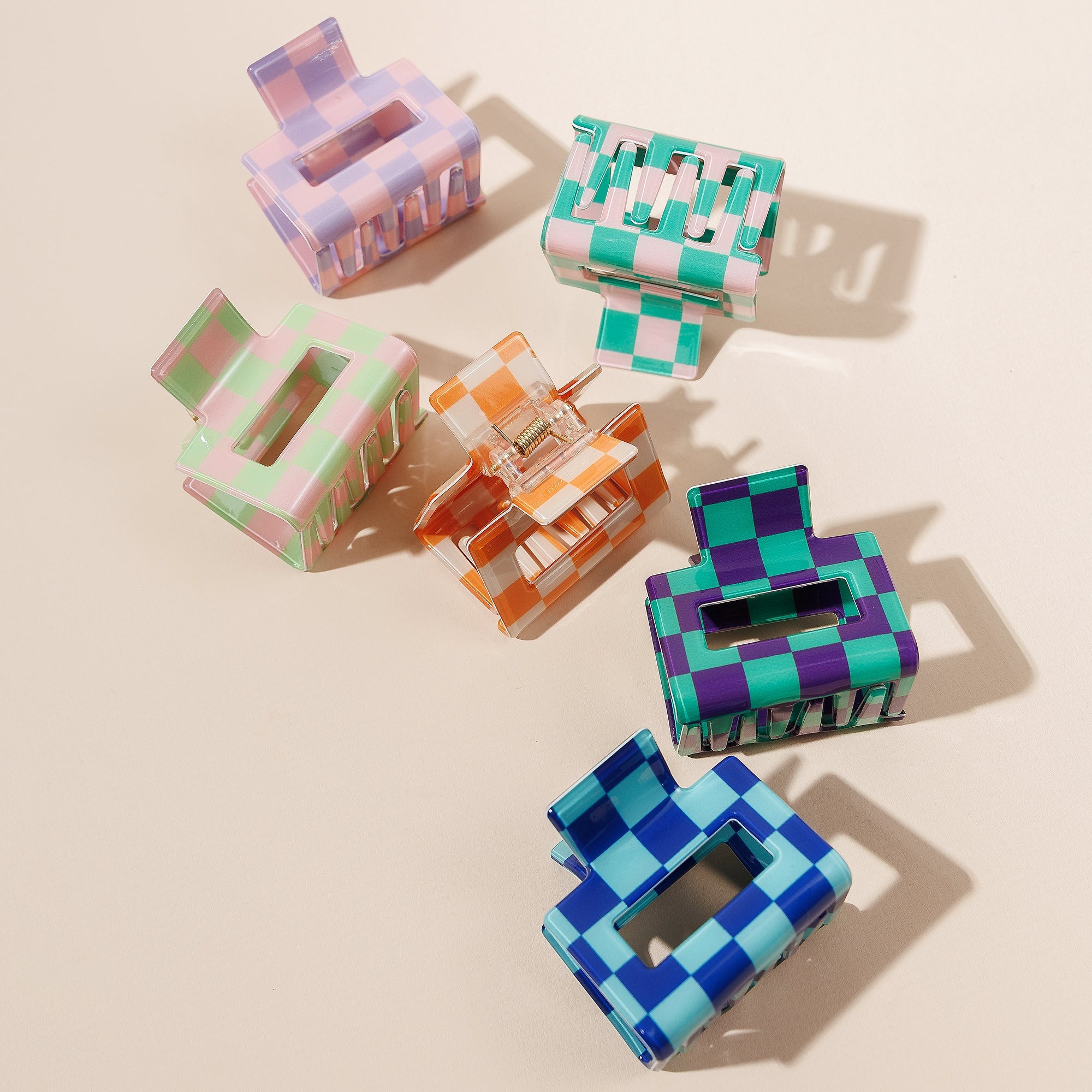 Checkered Square Hair Claw