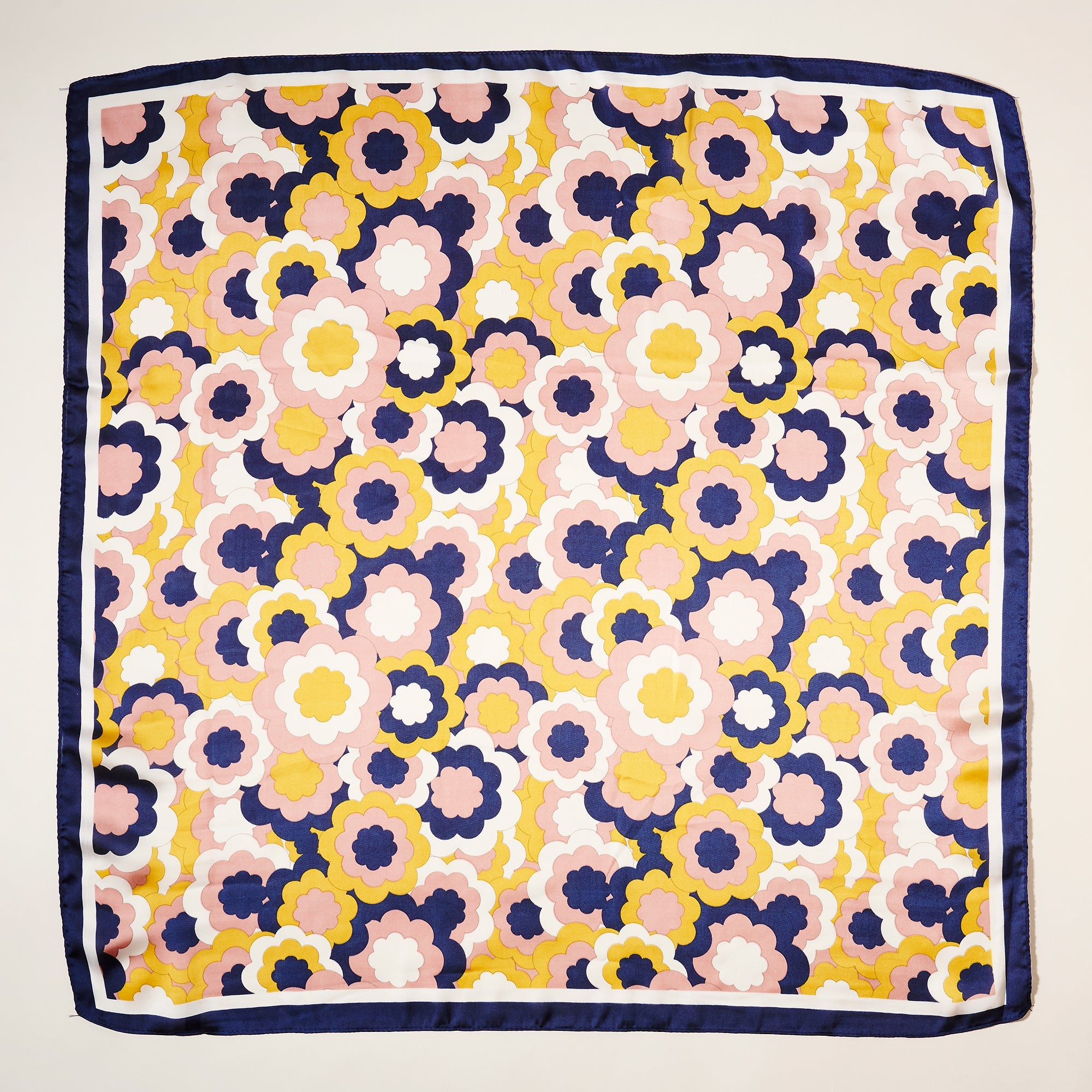 Stylish Monochrome Flower Print Square Scarf