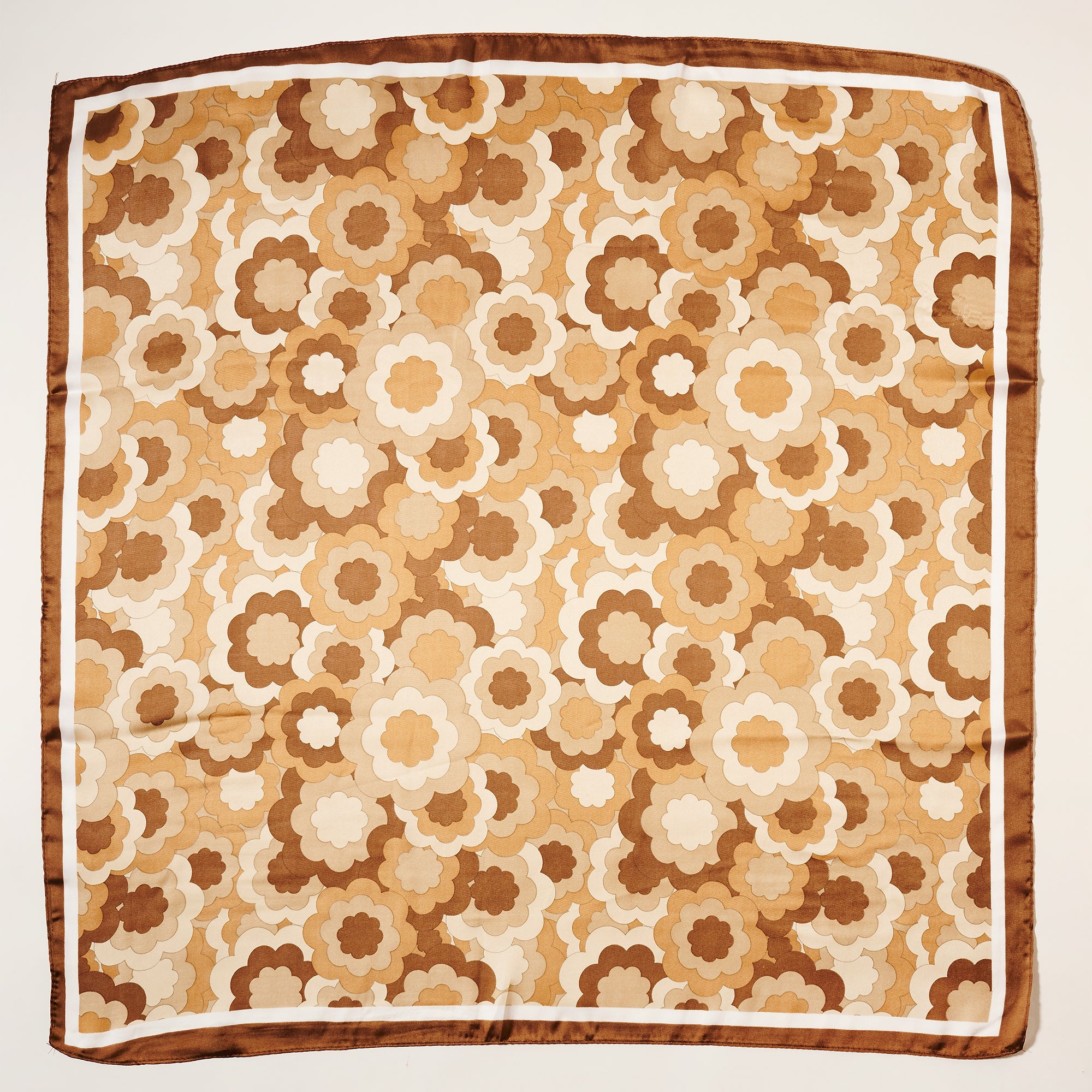 Stylish Monochrome Flower Print Square Scarf