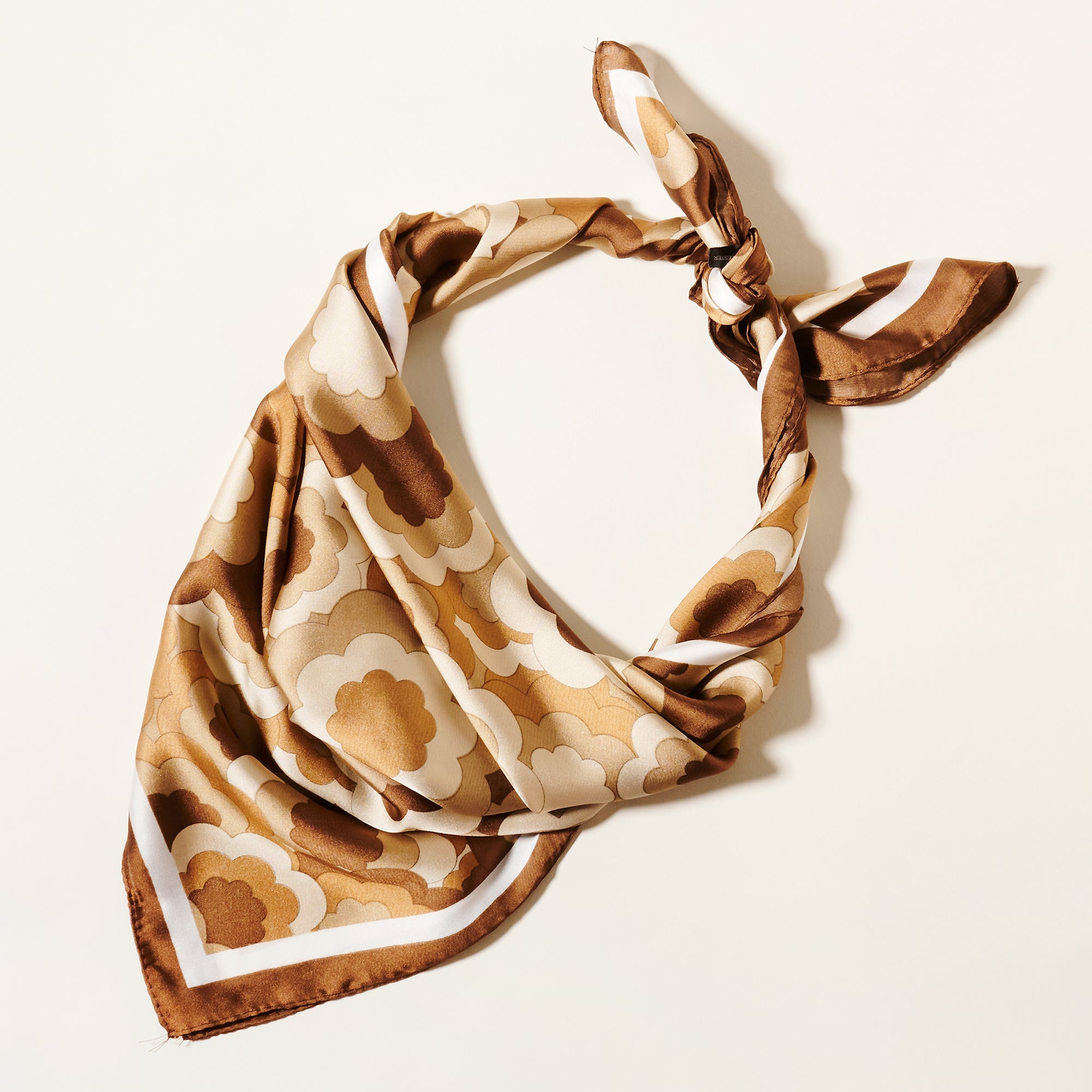 Stylish Monochrome Flower Print Square Scarf