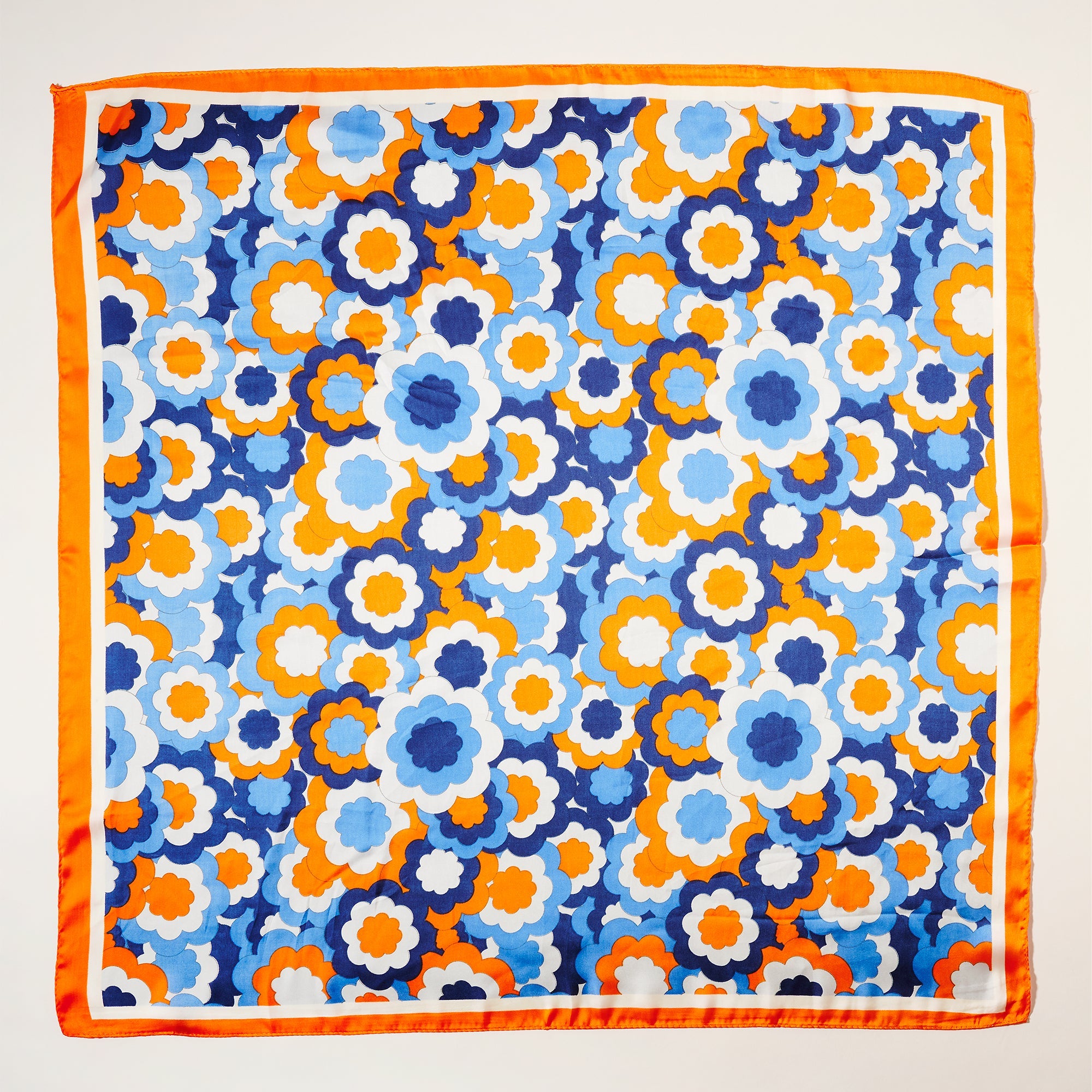 Stylish Monochrome Flower Print Square Scarf