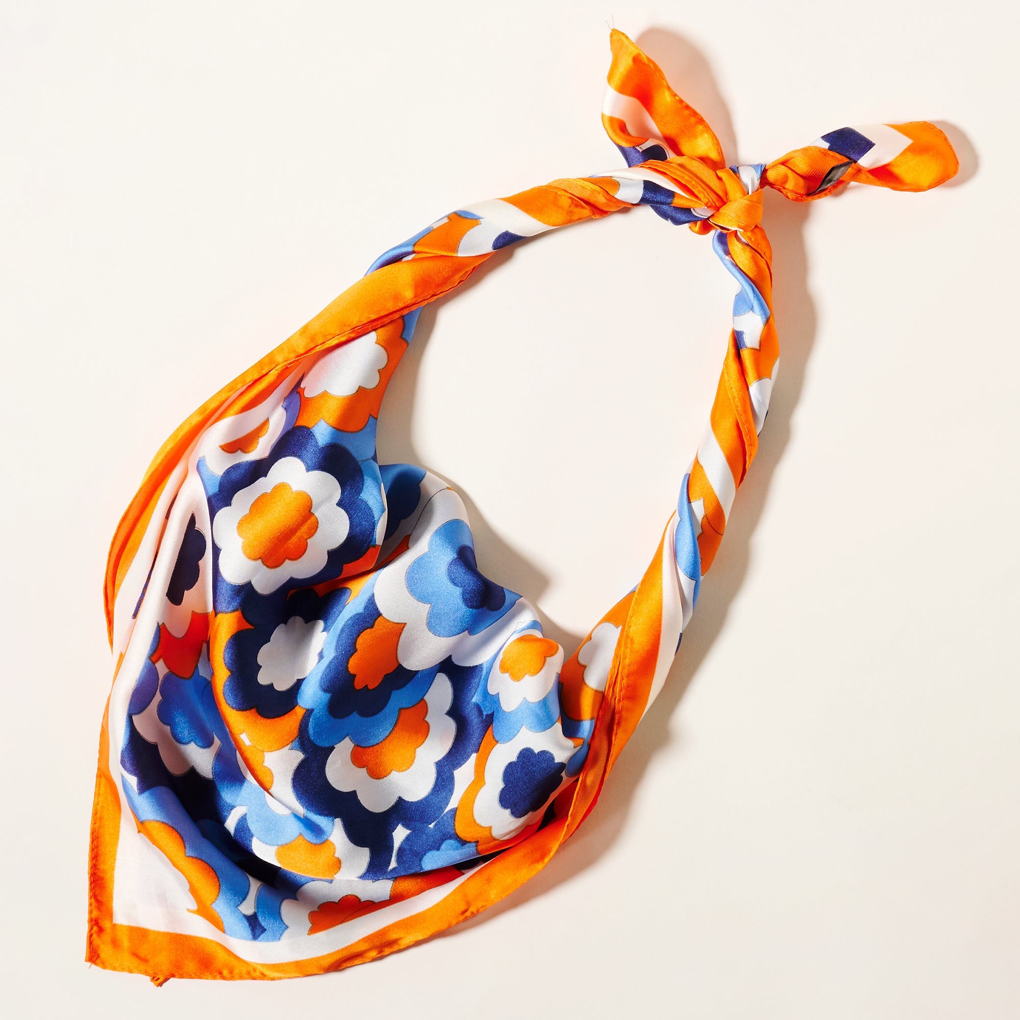 Stylish Monochrome Flower Print Square Scarf