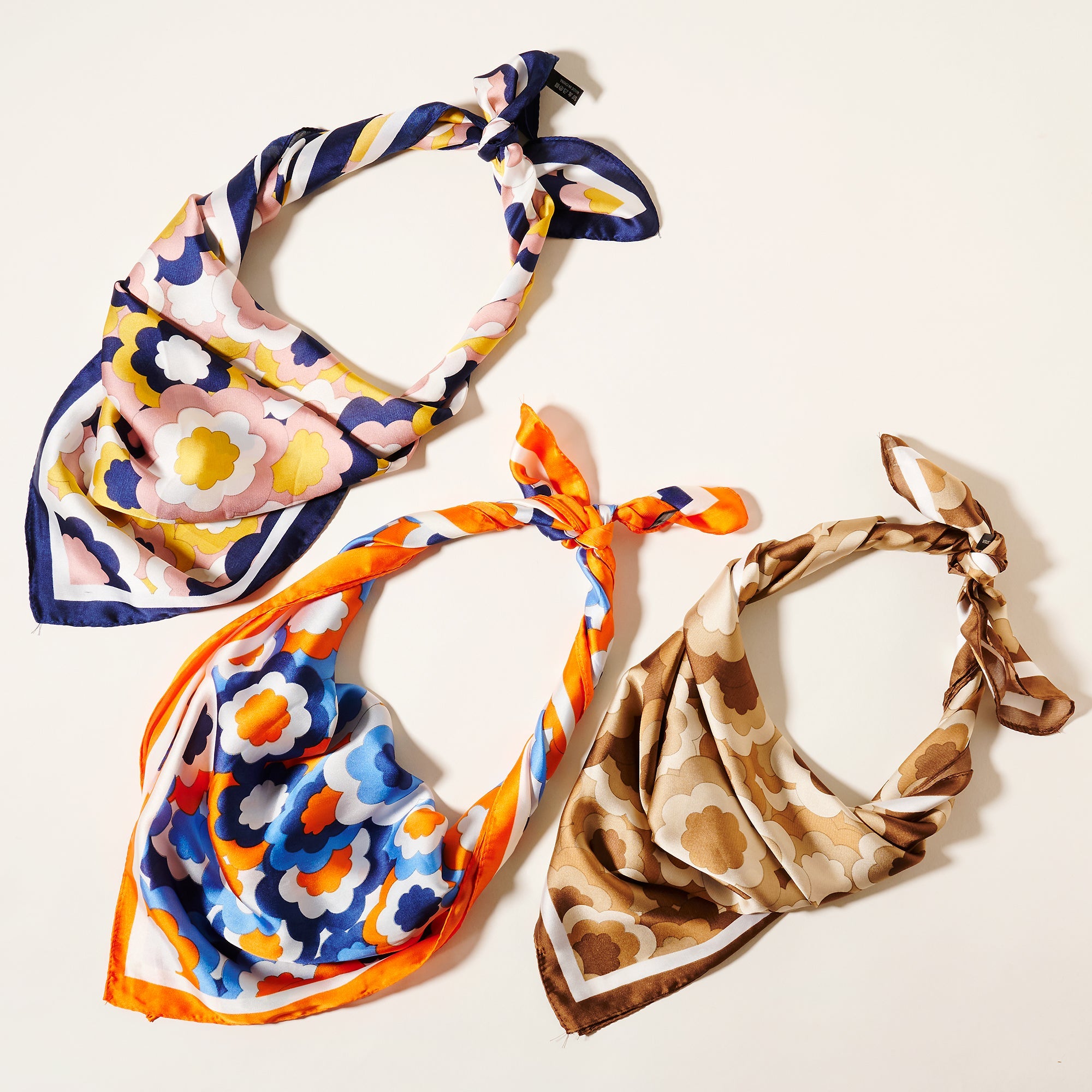 Monochrome Flower Print Square Scarf