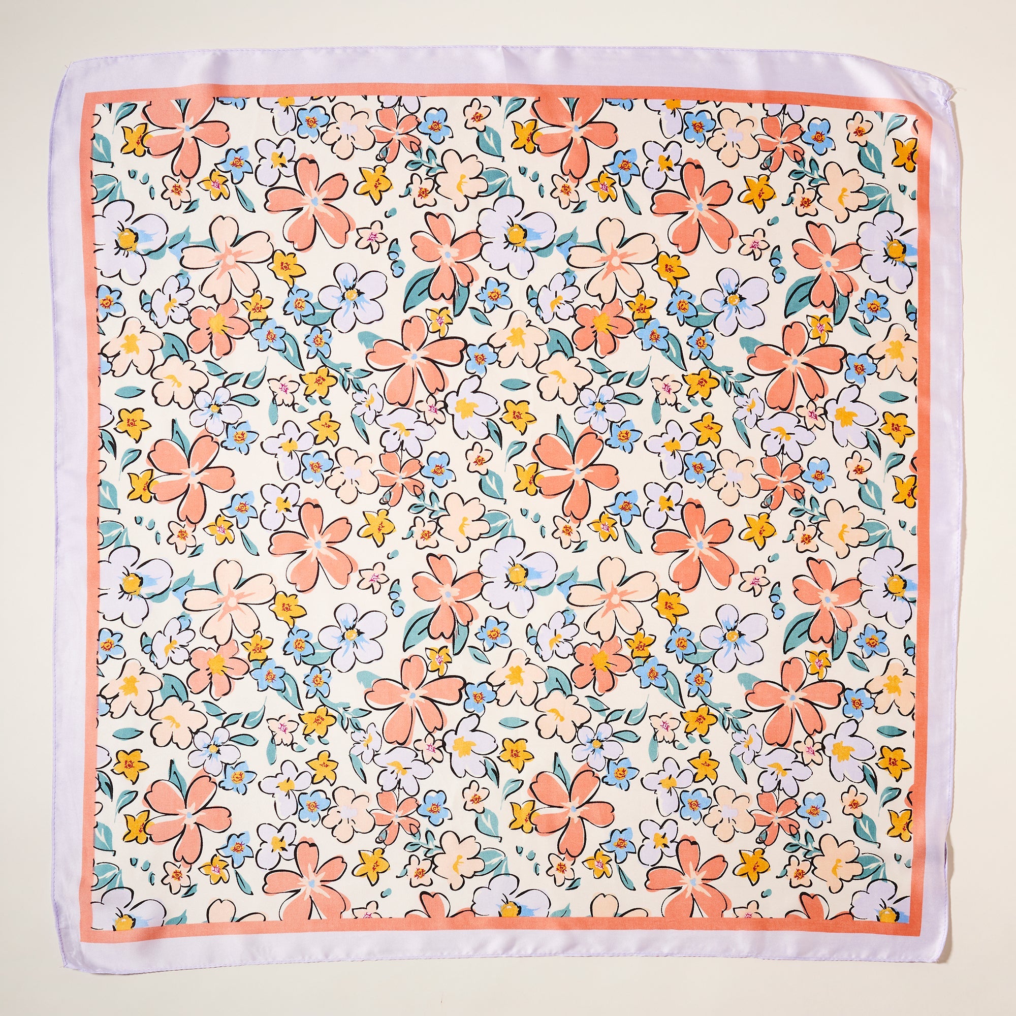 Elegant Multi-Flower Print Square Scarf