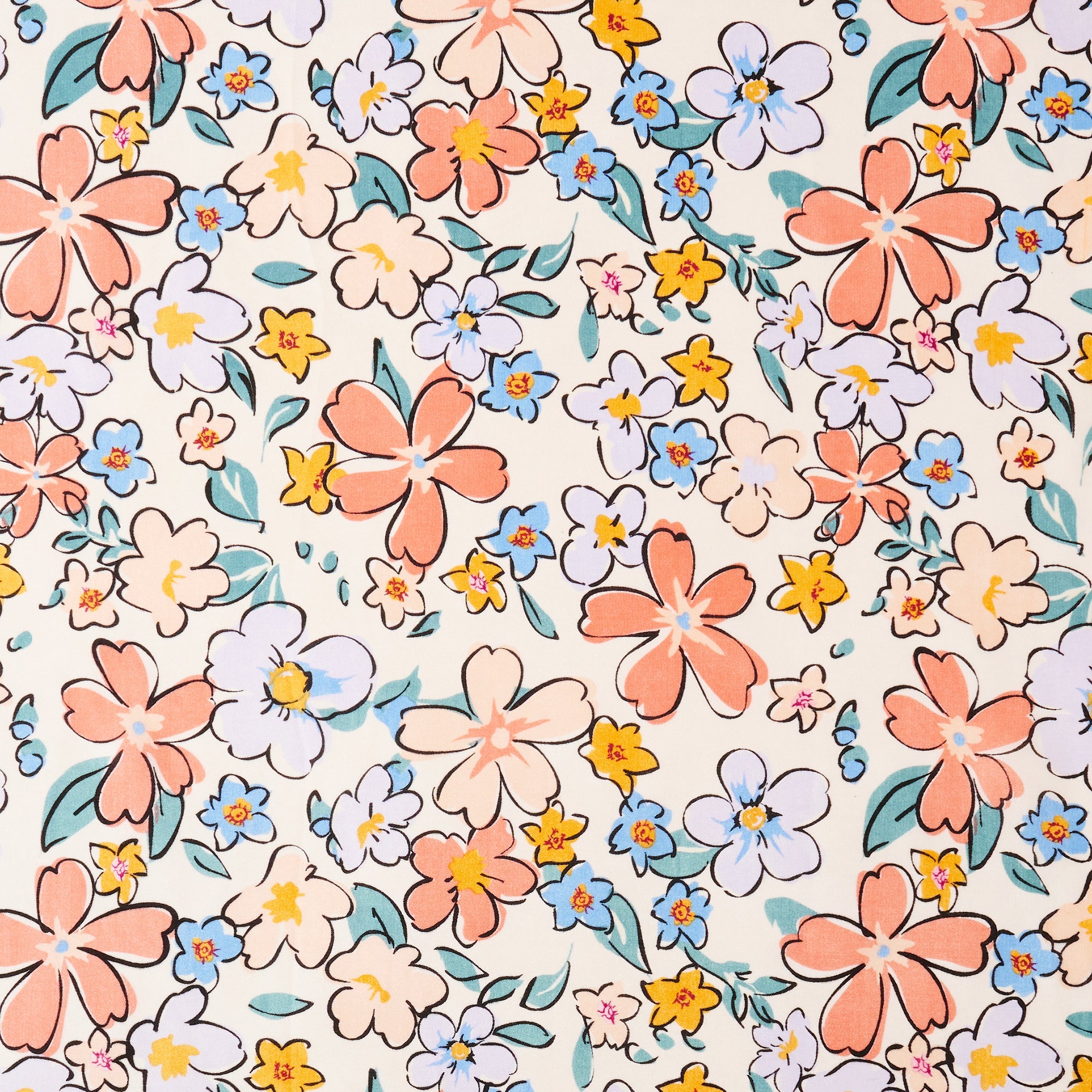 Elegant Multi-Flower Print Square Scarf