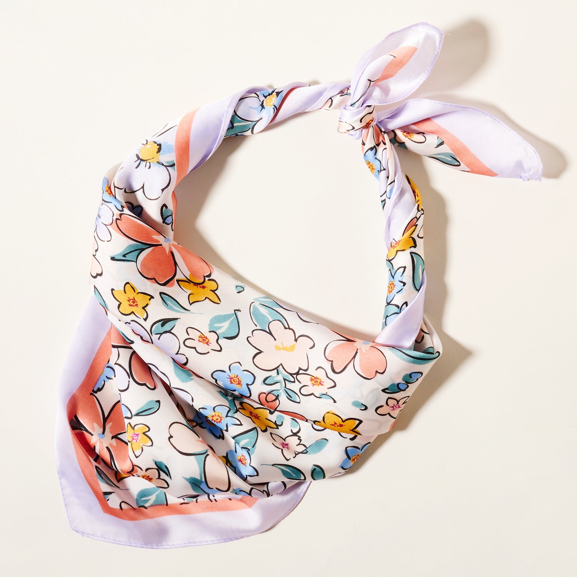 Elegant Multi-Flower Print Square Scarf