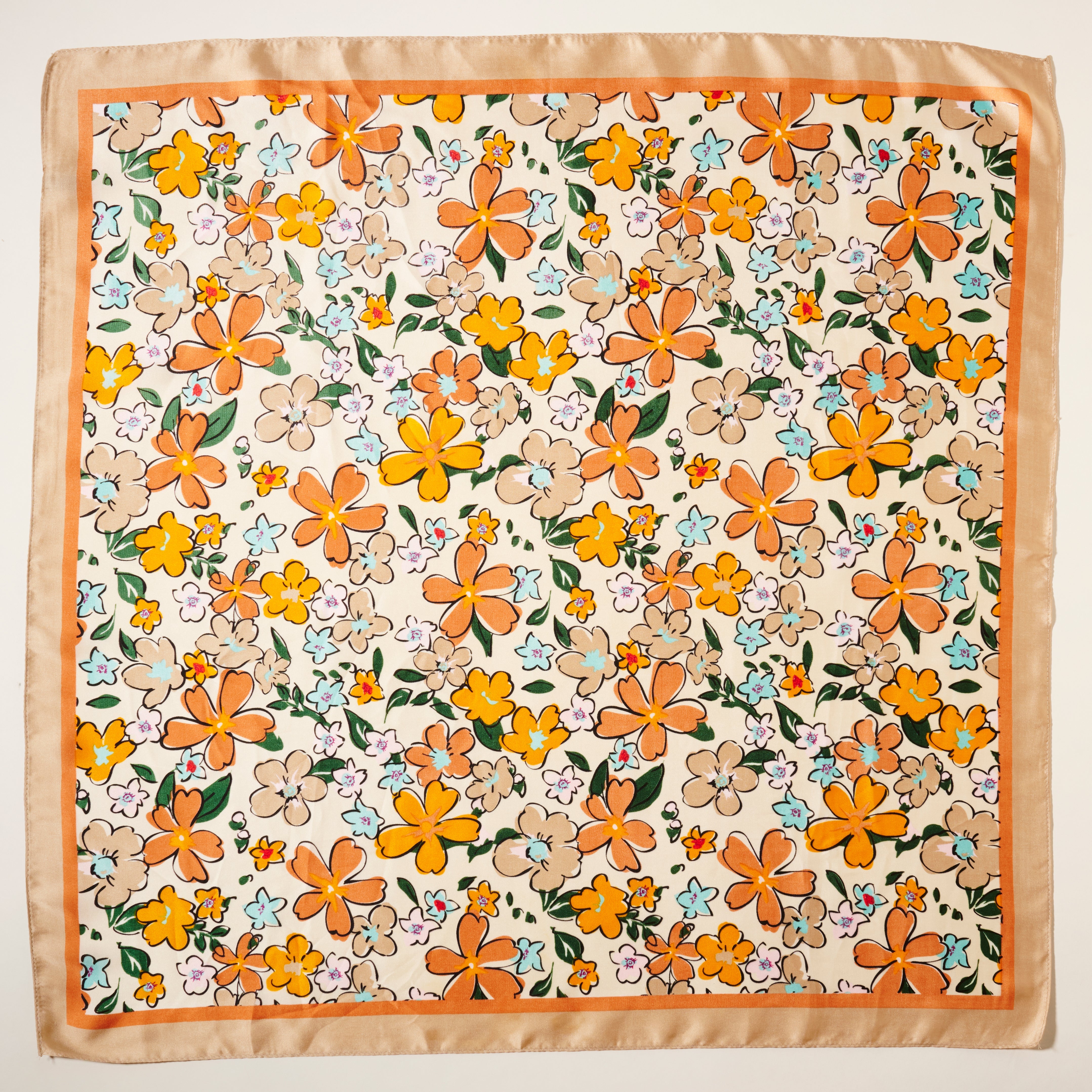 Multi Flower Print Square Scarf