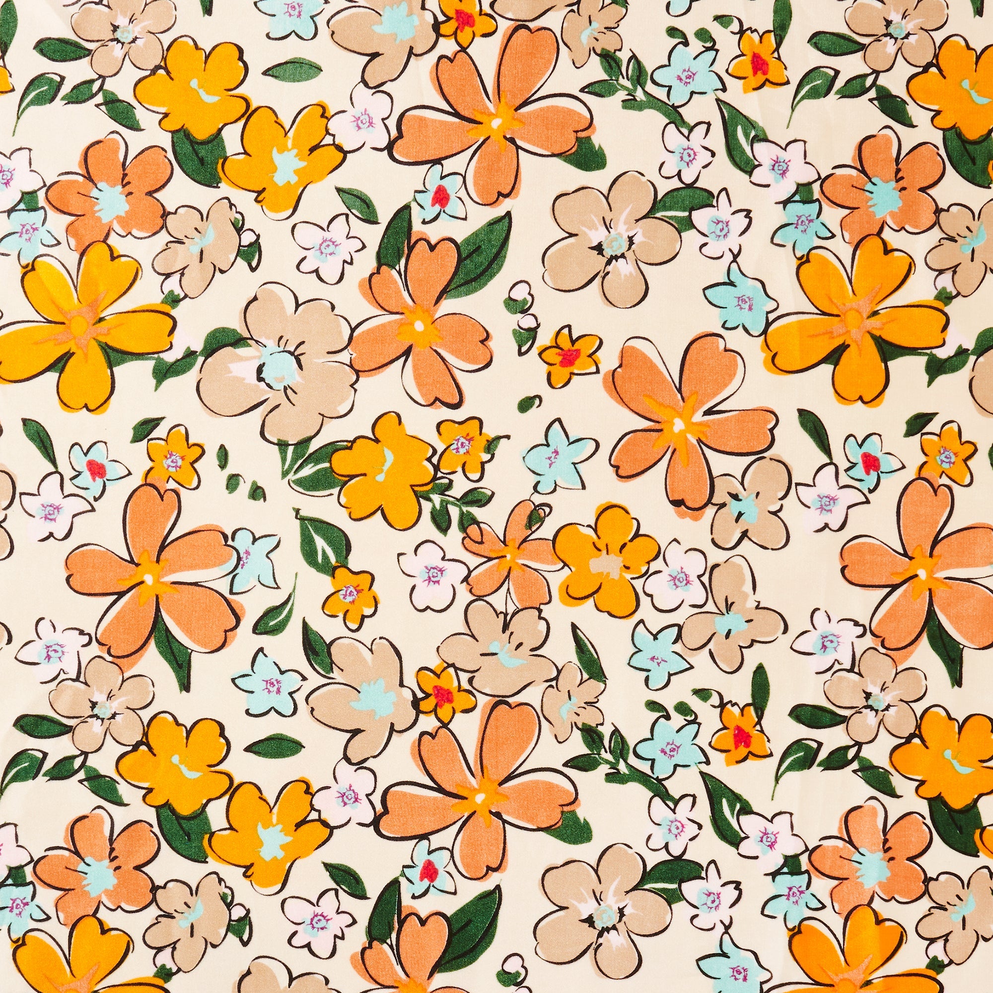 Elegant Multi-Flower Print Square Scarf