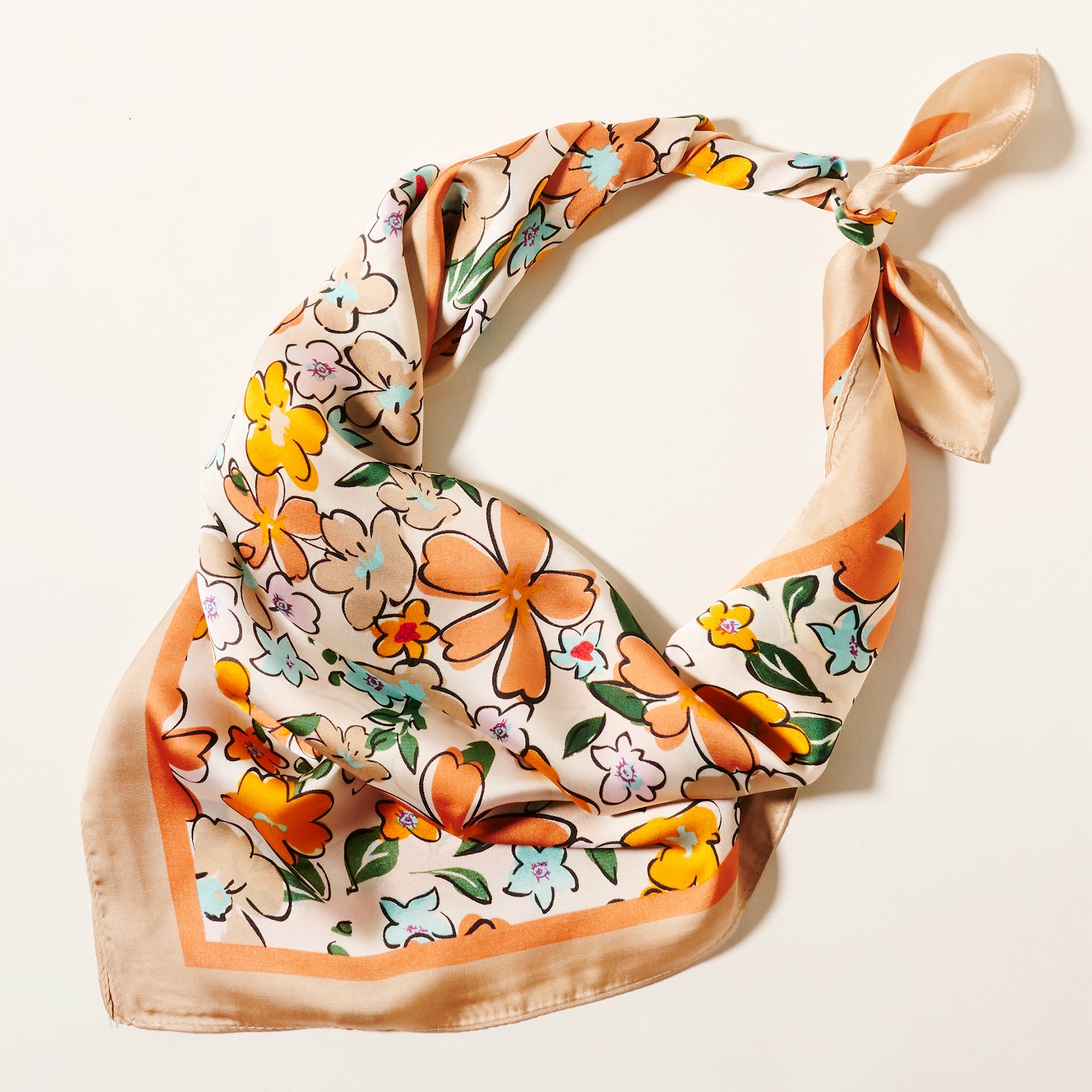 Multi Flower Print Square Scarf