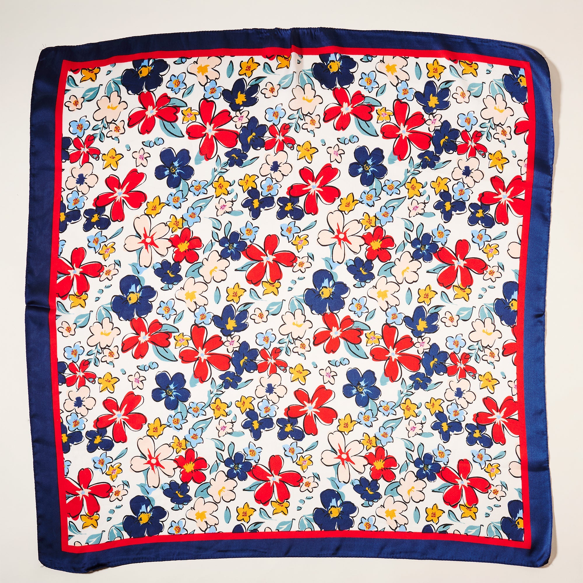 Elegant Multi-Flower Print Square Scarf