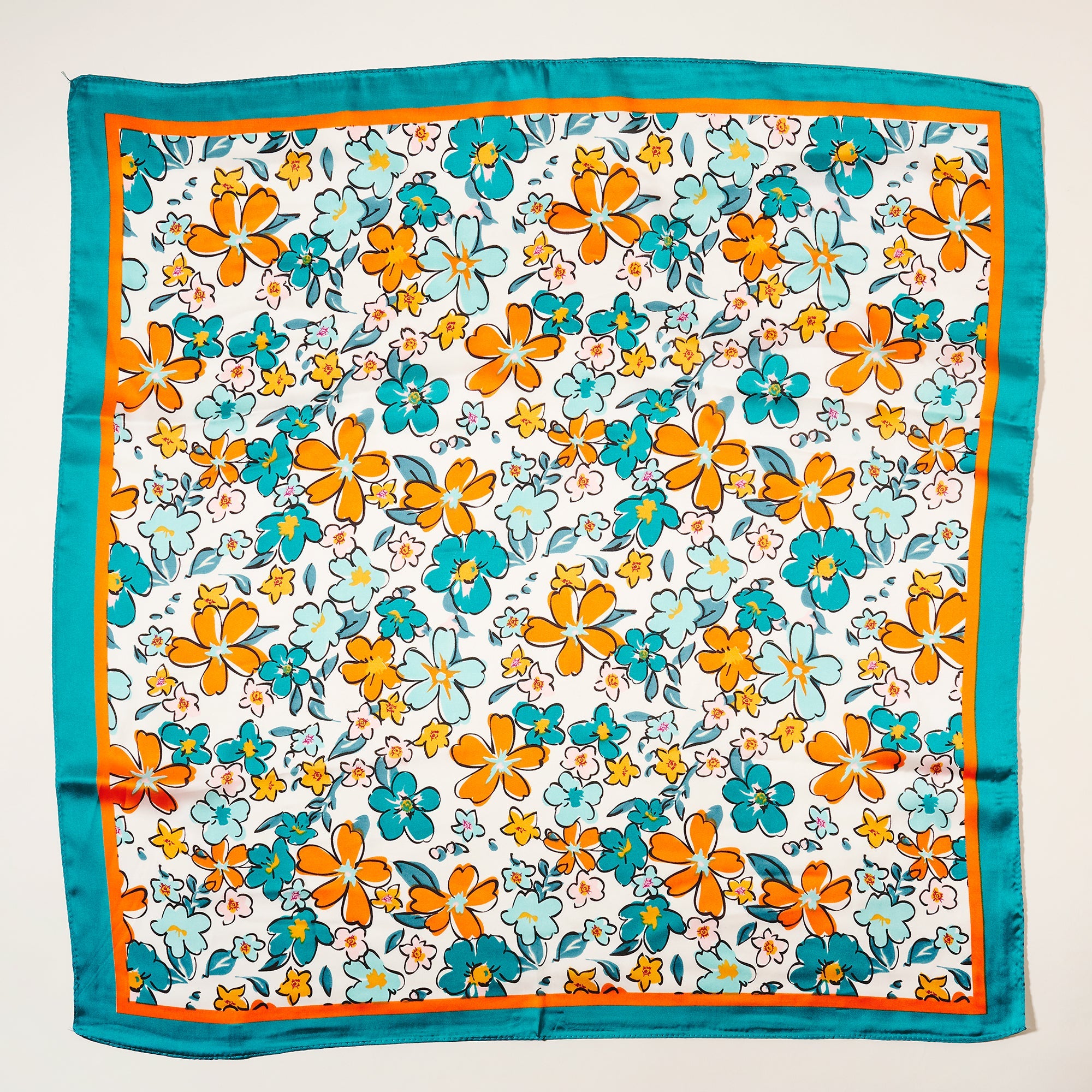 Elegant Multi-Flower Print Square Scarf