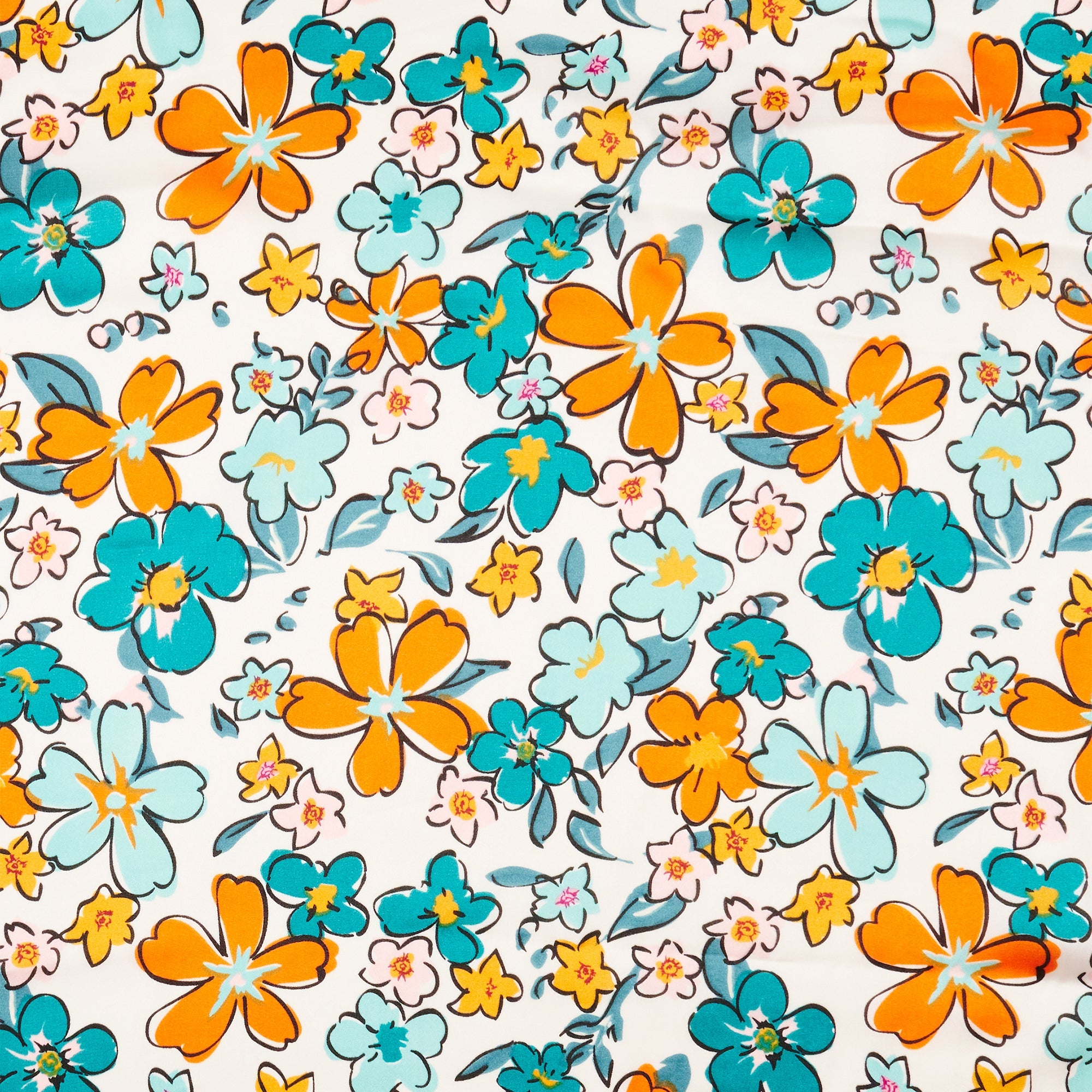 Elegant Multi-Flower Print Square Scarf