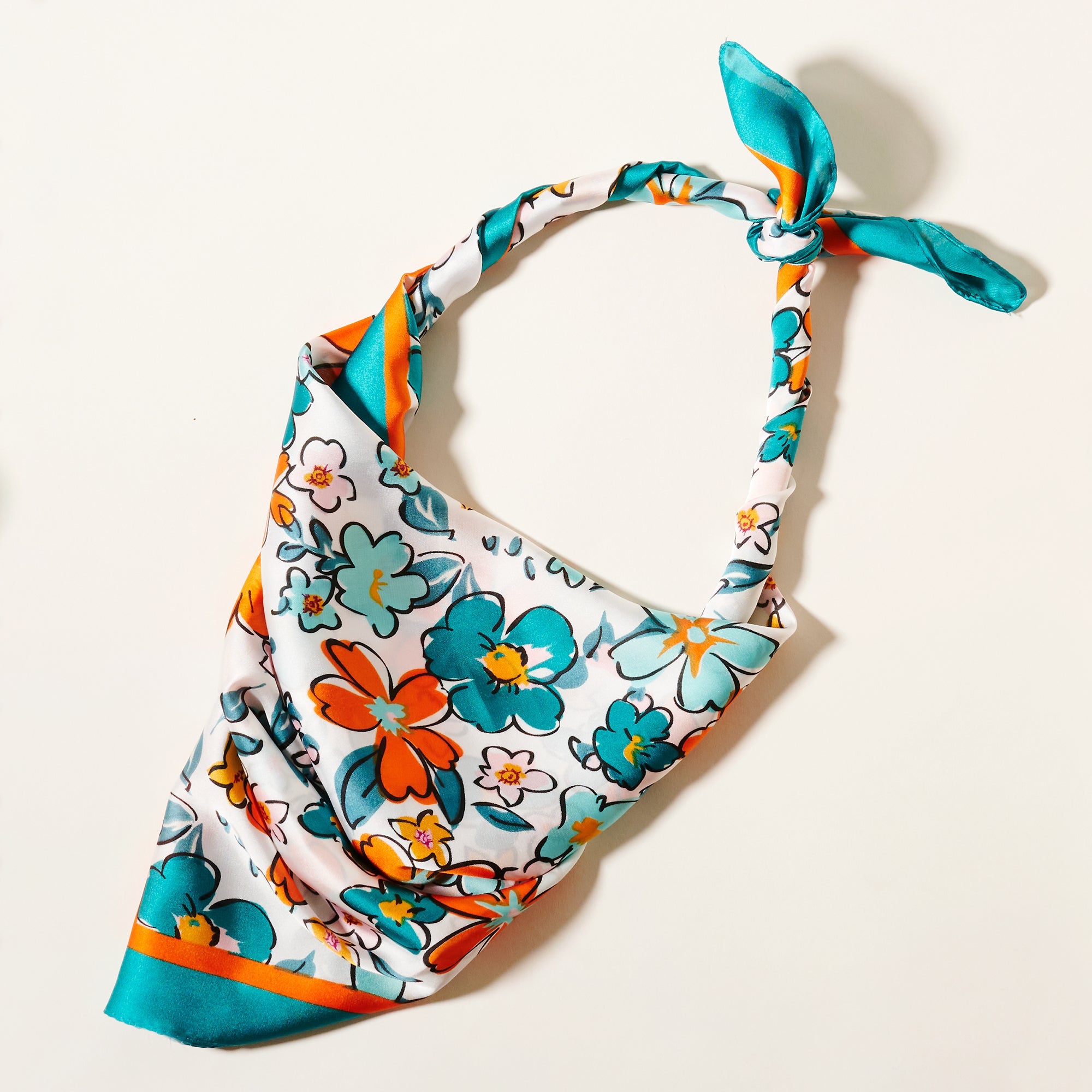 Elegant Multi-Flower Print Square Scarf