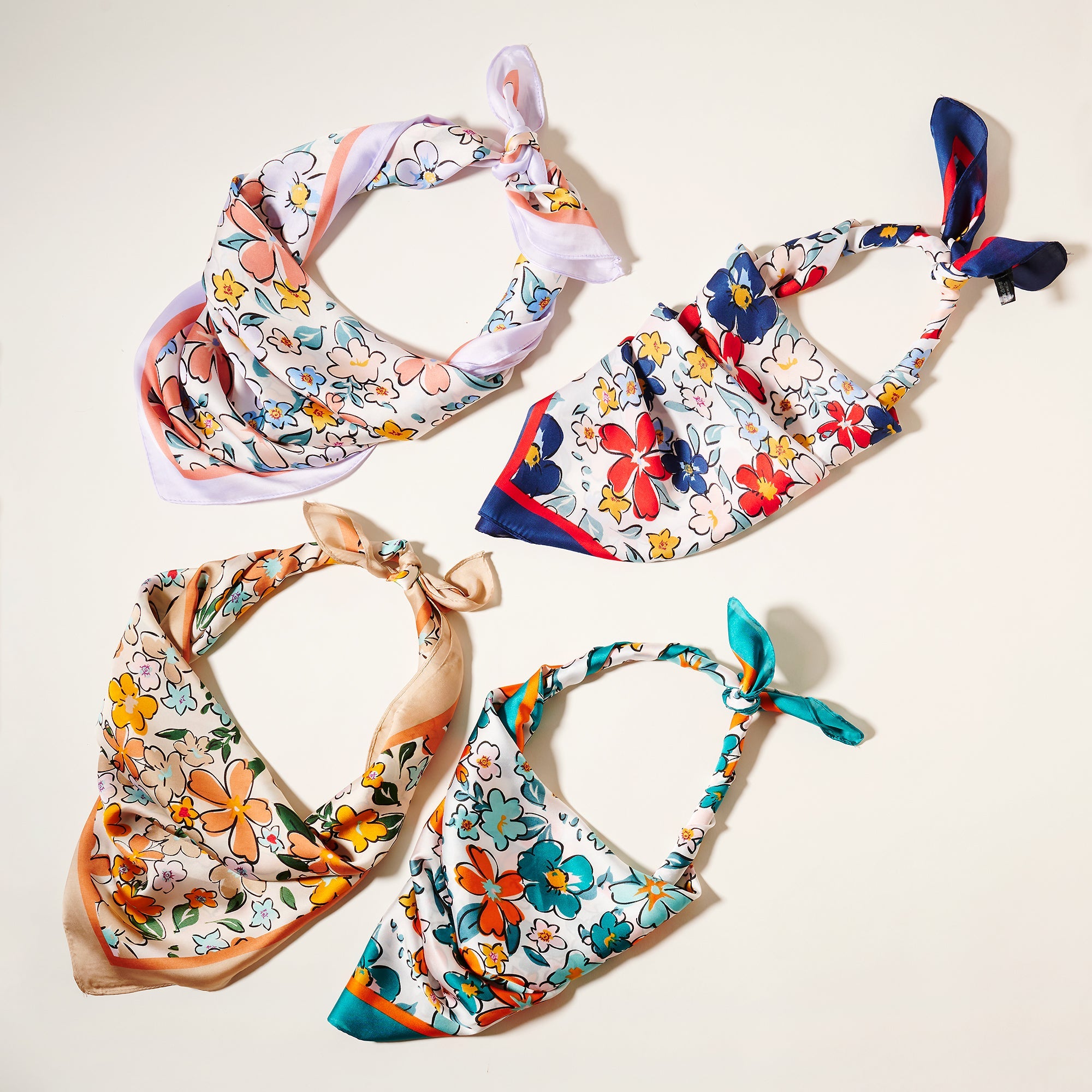 Elegant Multi-Flower Print Square Scarf