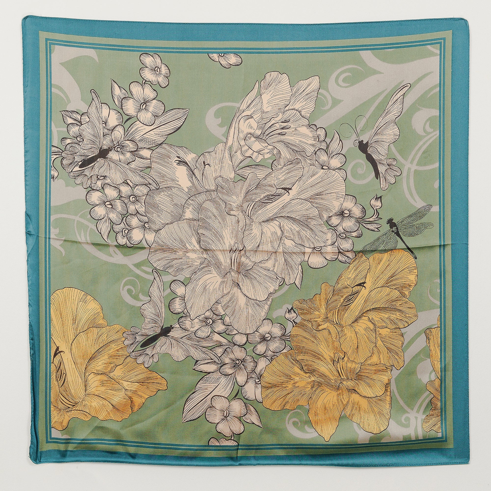 Delicate Flower Print Square Scarf