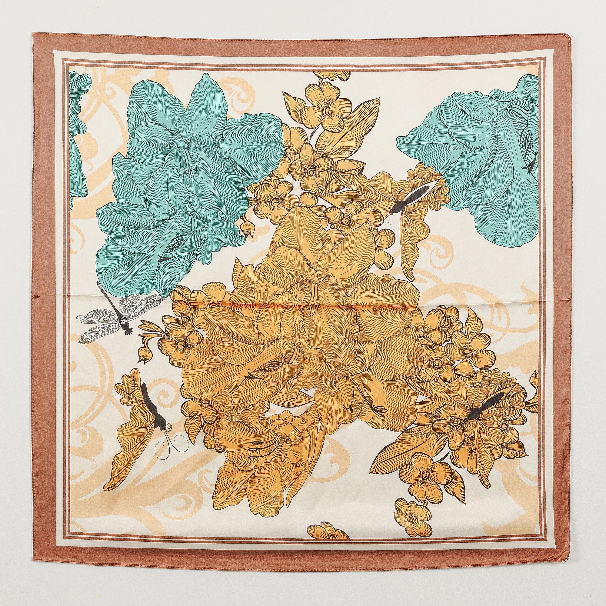 Delicate Flower Print Square Scarf