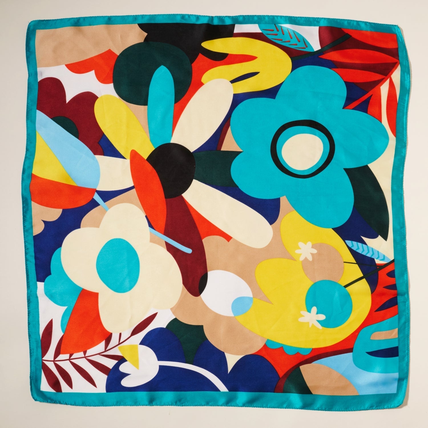 Large Flower Graphic Print Square Scarf