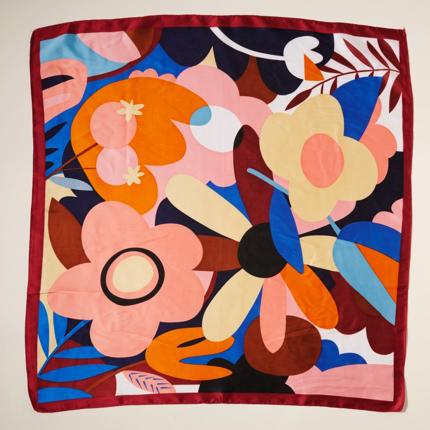 Stylish Large Flower Graphic Print Square Scarf
